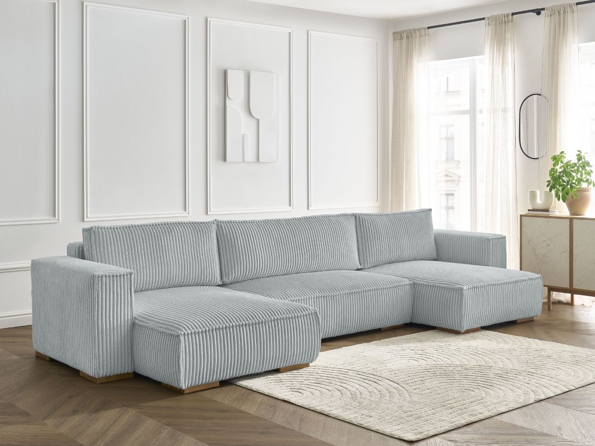 Bobochic Chelsea Wohnlandschaft Breitcord weich Hellgrau