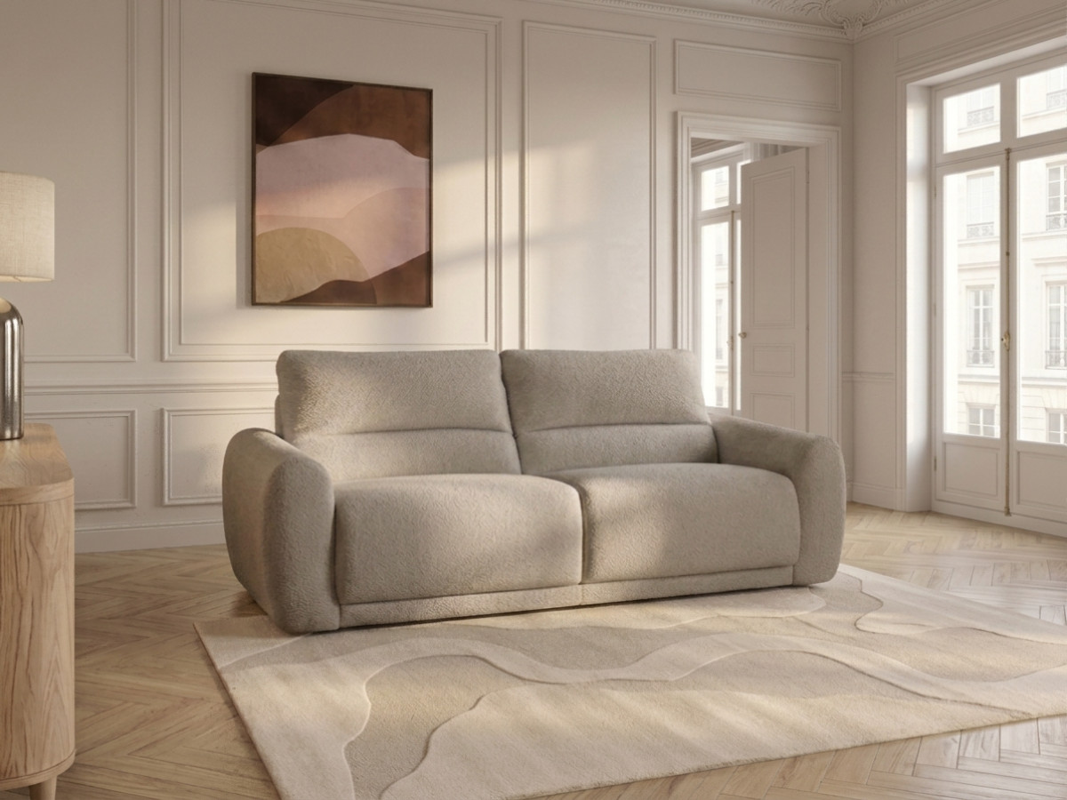 Bobochic Minorque Schlafsofa 2,5-Sitzer Chenille Beige, Liegefläche 160 × 200 cm