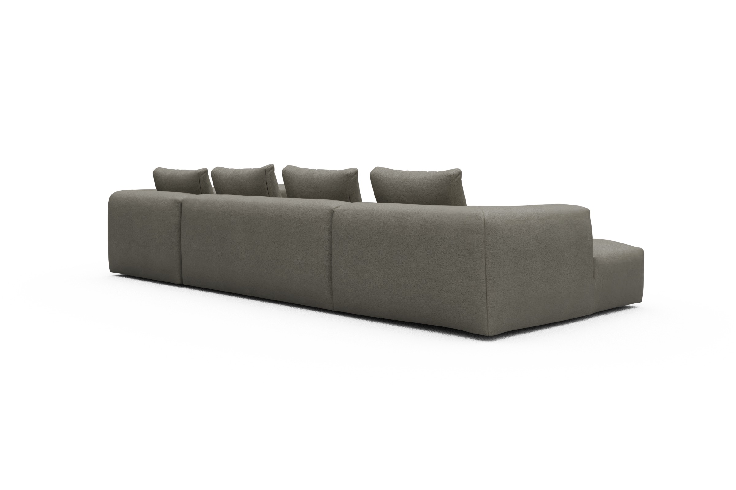 Wohnlandschaft Fred Chaiselongue links mit 2-Sitzer und lange Armlehne rechts Denari-Warm-Grey