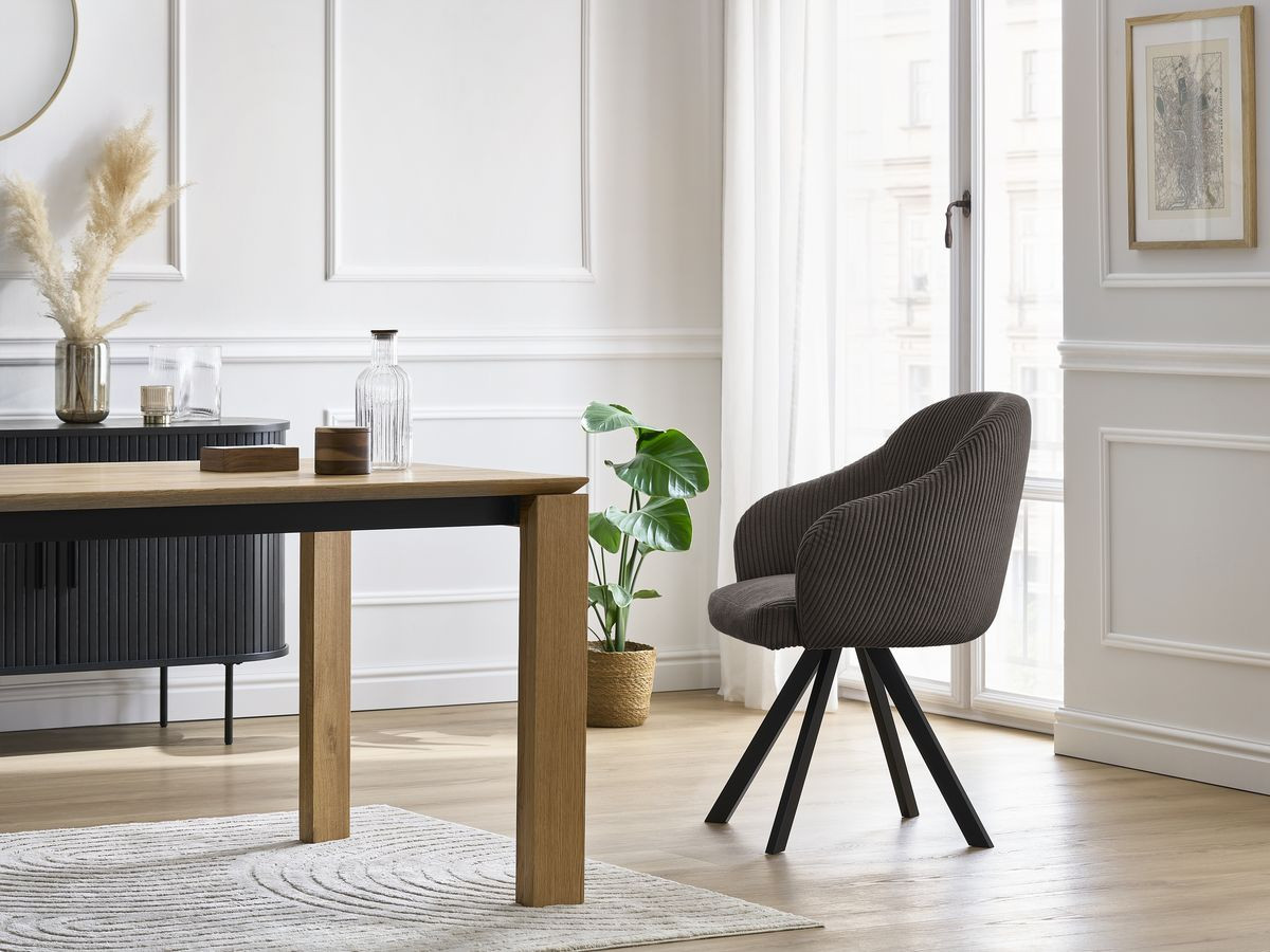 Bobochic Sophie Esszimmerstuhl mit Sternfuß Cordsamt Taupe