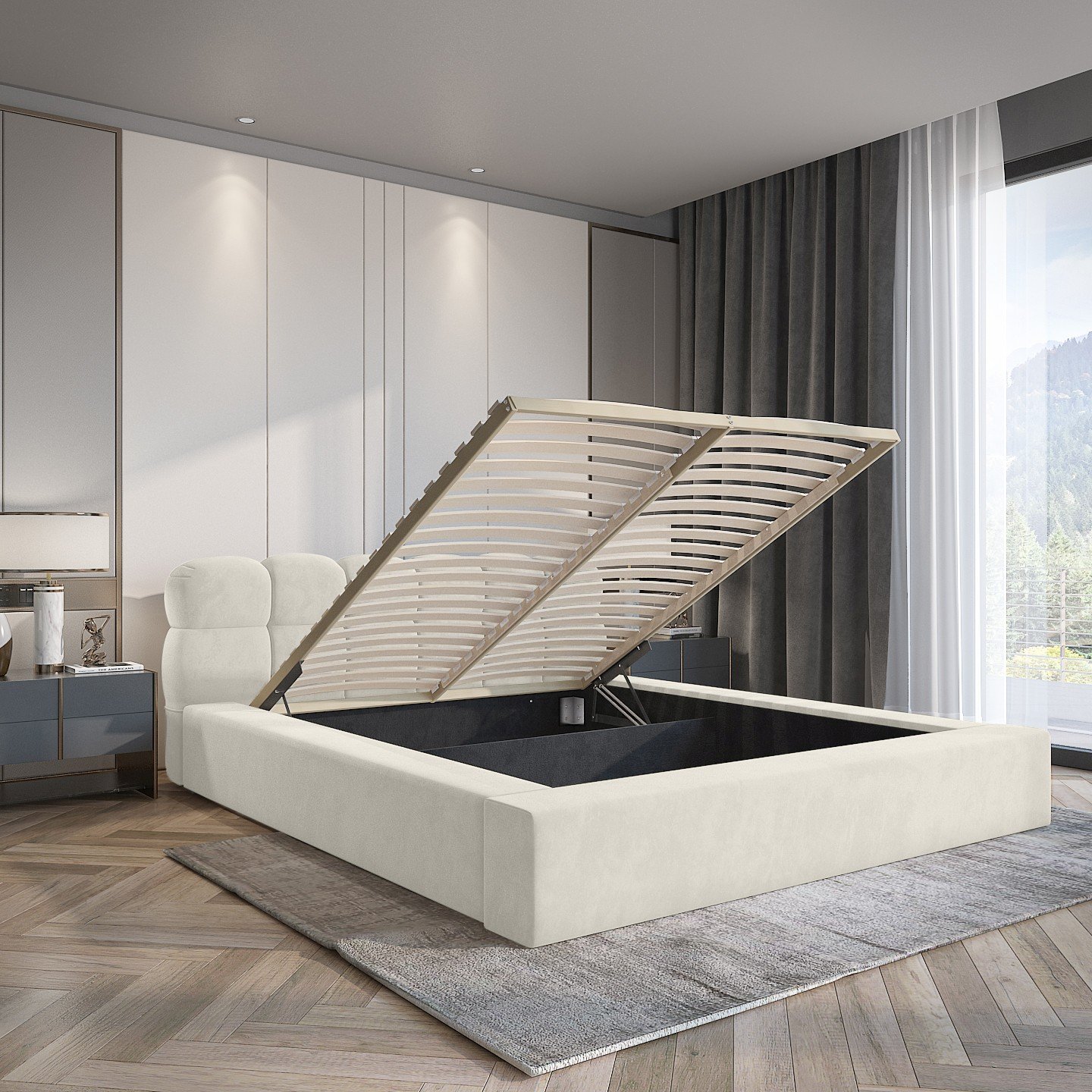 Polsterbett Vento-New Chenille 160x200 mit Holzrahmen Ditra-New 01