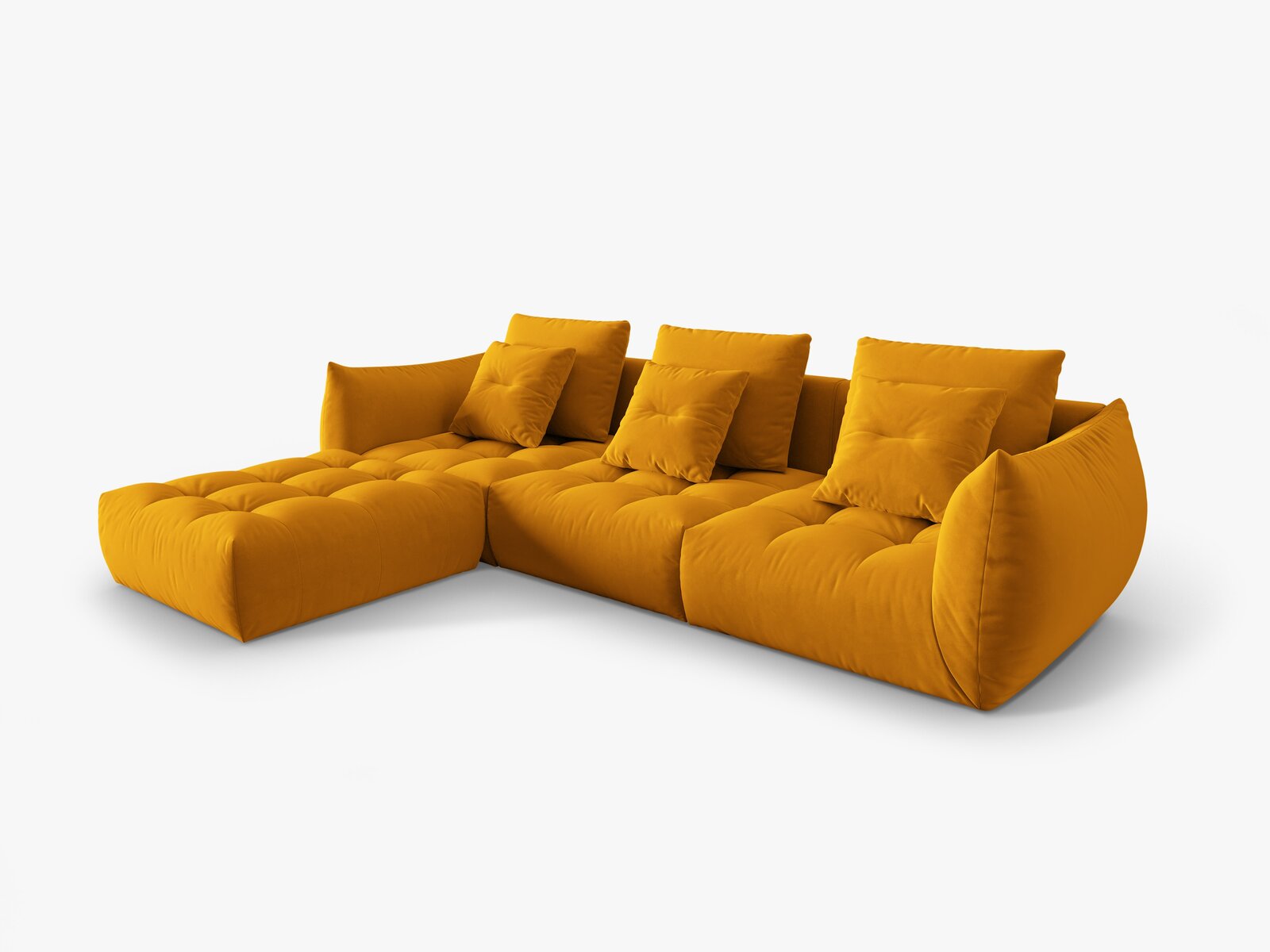 Micadoni Ecksofa Bloom 2-Sitzer Samt Gelb