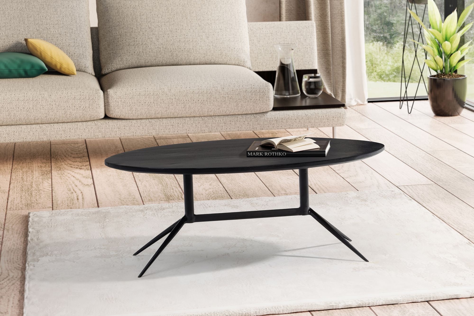 Couchtisch Eidsdal Mango Massivholz Schwarz 90 × 50 × 35 cm