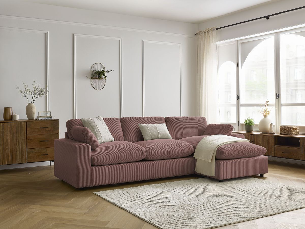 Bobochic Belair Ecksofa 280 × 139 cm Cordsamt Rosa