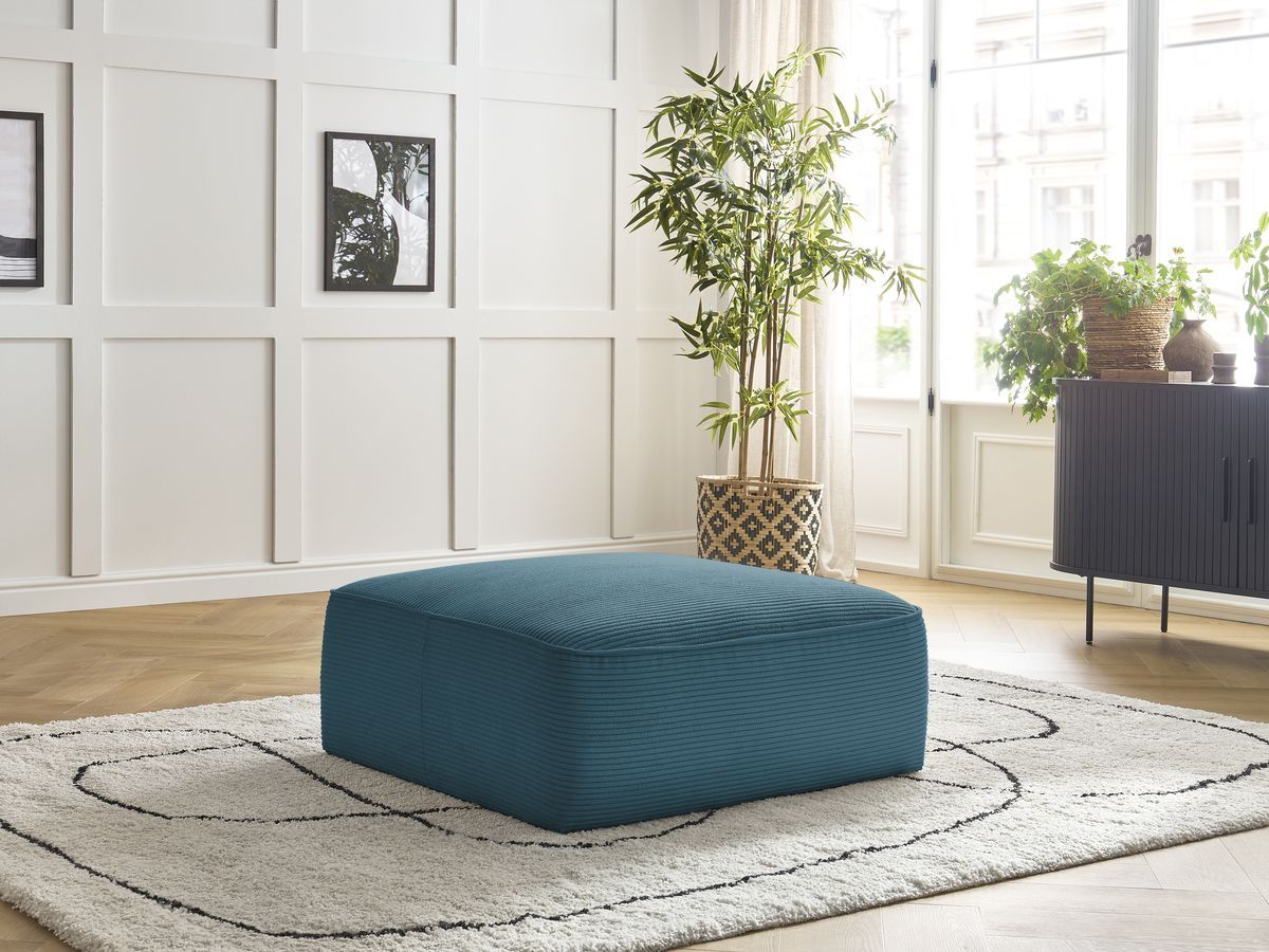 Bobochic Leopold Pouf Cordsamt Hellblau