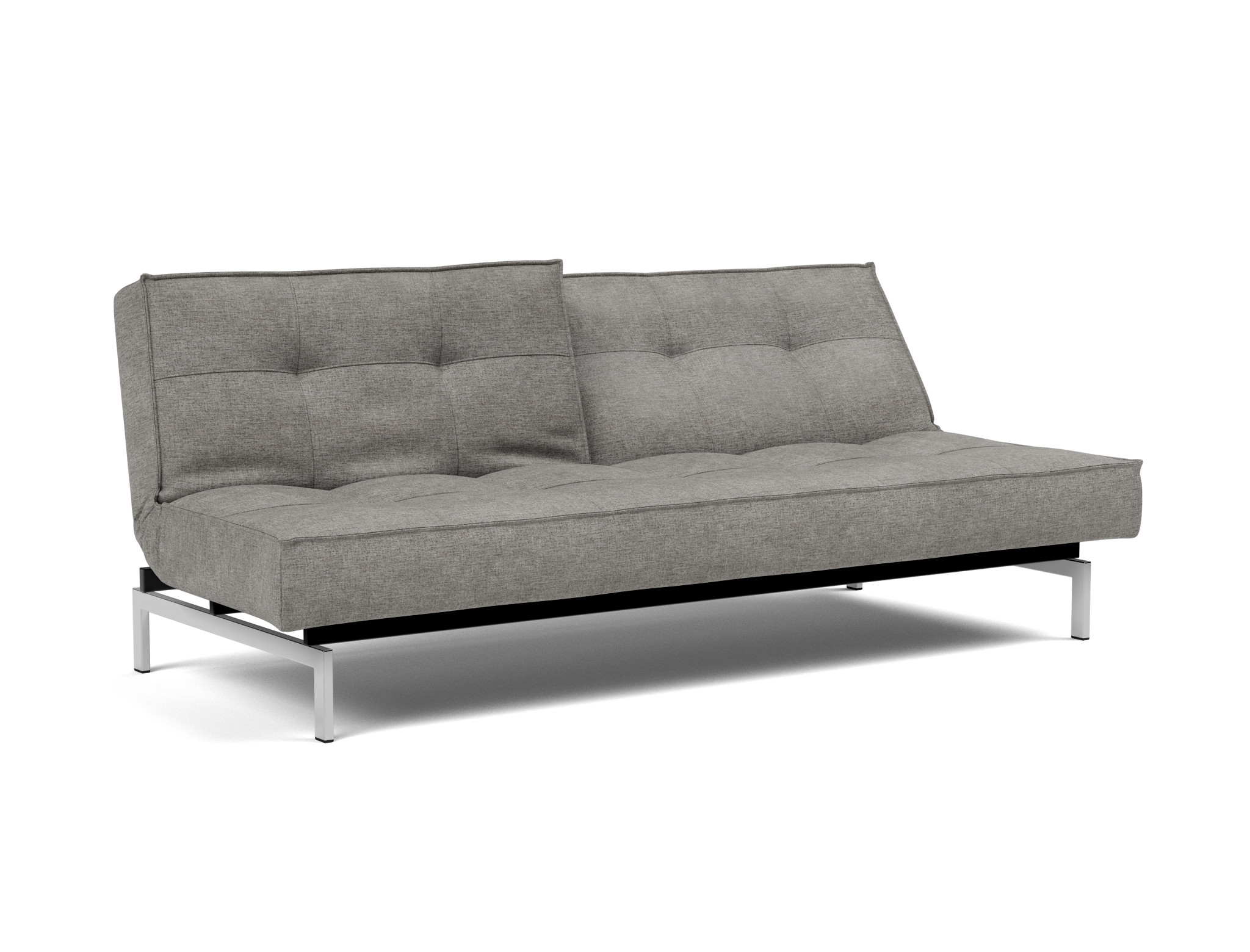 Schlafsofa Splitback Flachgewebe Avella 282-Warm-Grey Beine Chrom