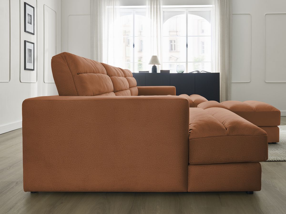 Bobochic Sierra Wohnlandschaft mit Pouf Samt Orange