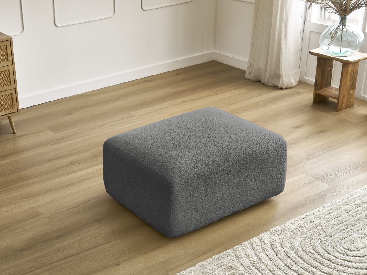 Bobochic Tina Pouf Bouclé-Stoff Dunkelgrau