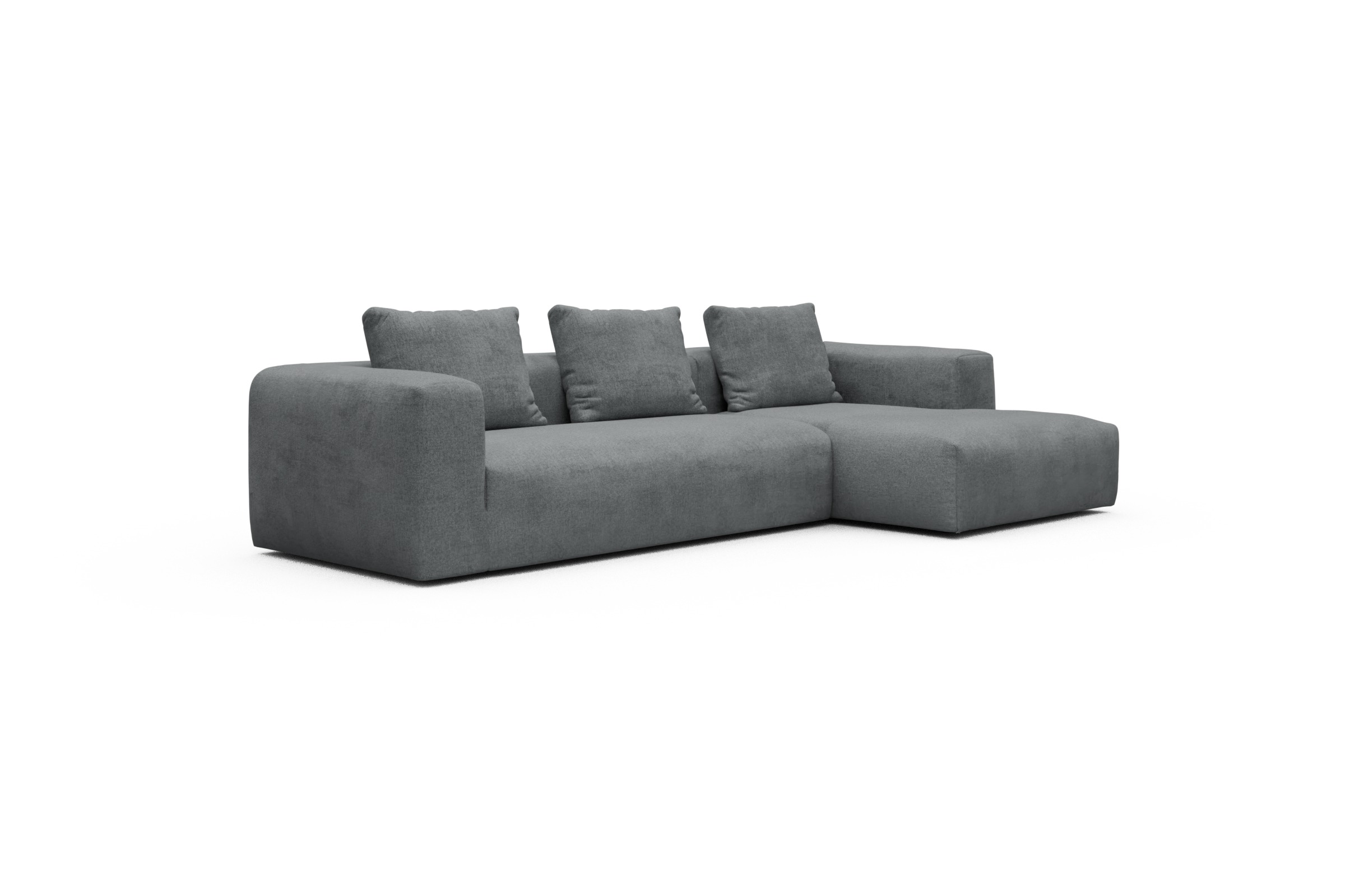 Ecksofa Fred Chaiselongue rechts mit 2,5-Sitzer Casone-Gravel-Grey