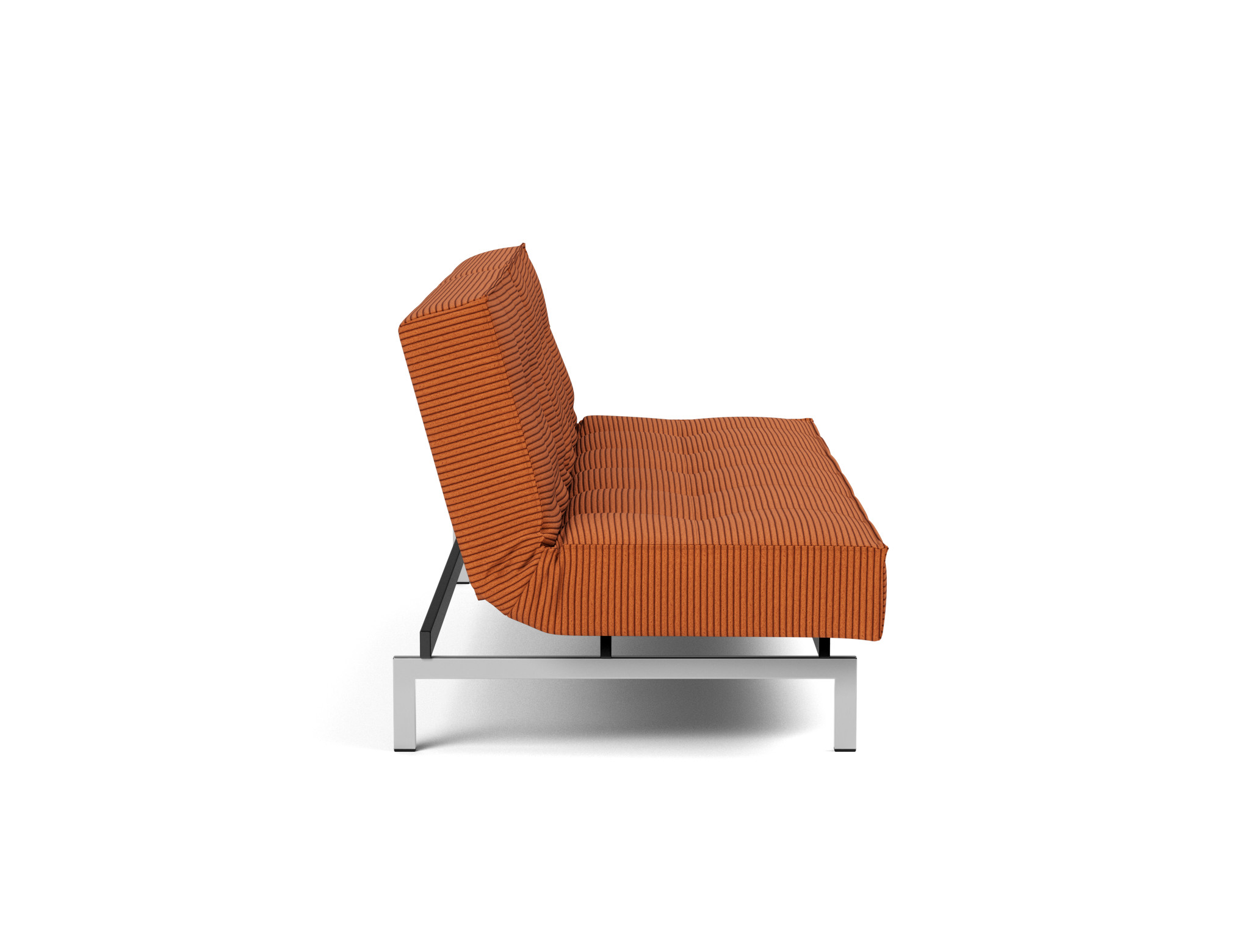 Schlafsofa Splitback Kord Corduroy 595-Burnt-Orange Beine Chrom