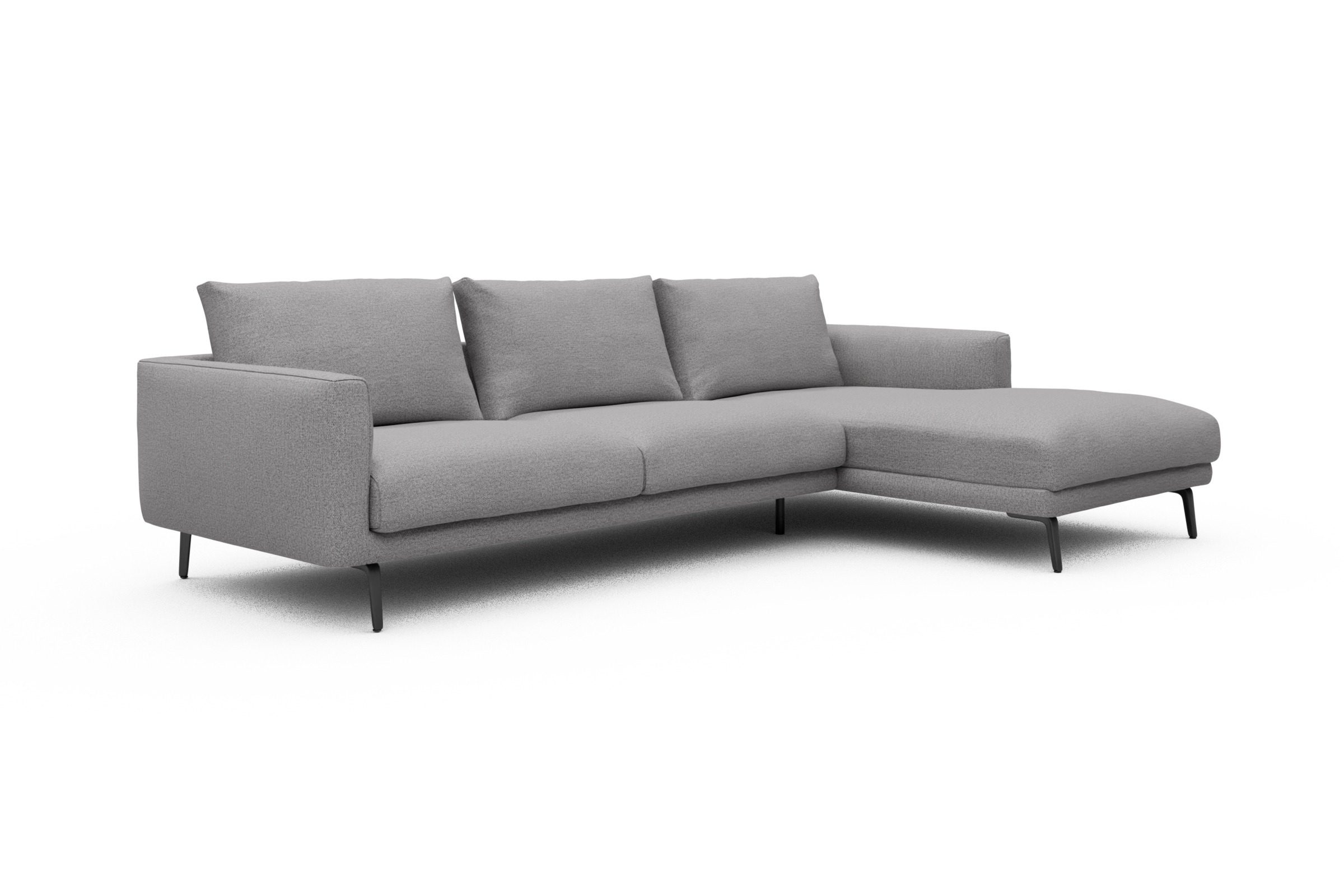 Ecksofa Karl Chaiselongue rechts mit 2,5-Sitzer Sama-Grey