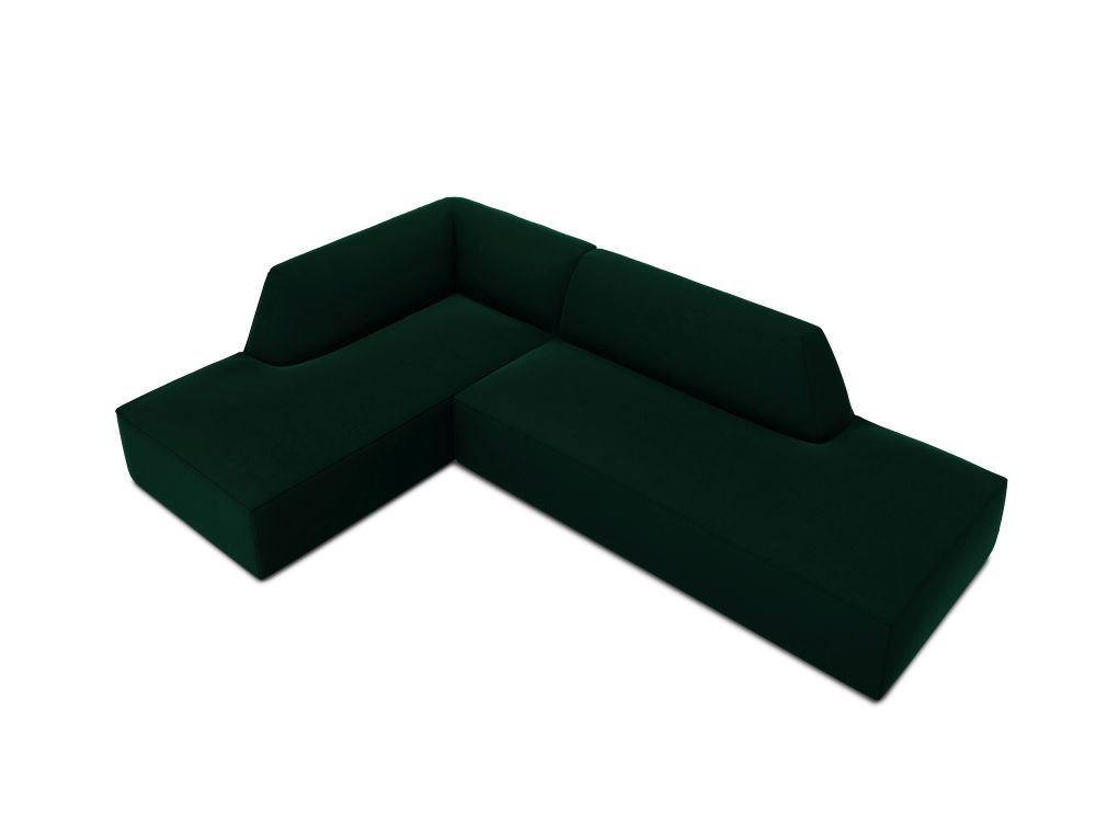 Cosmopolitan Design Ecksofa Siena 4-Sitzer offen Samt Salvador Flaschengrün Links