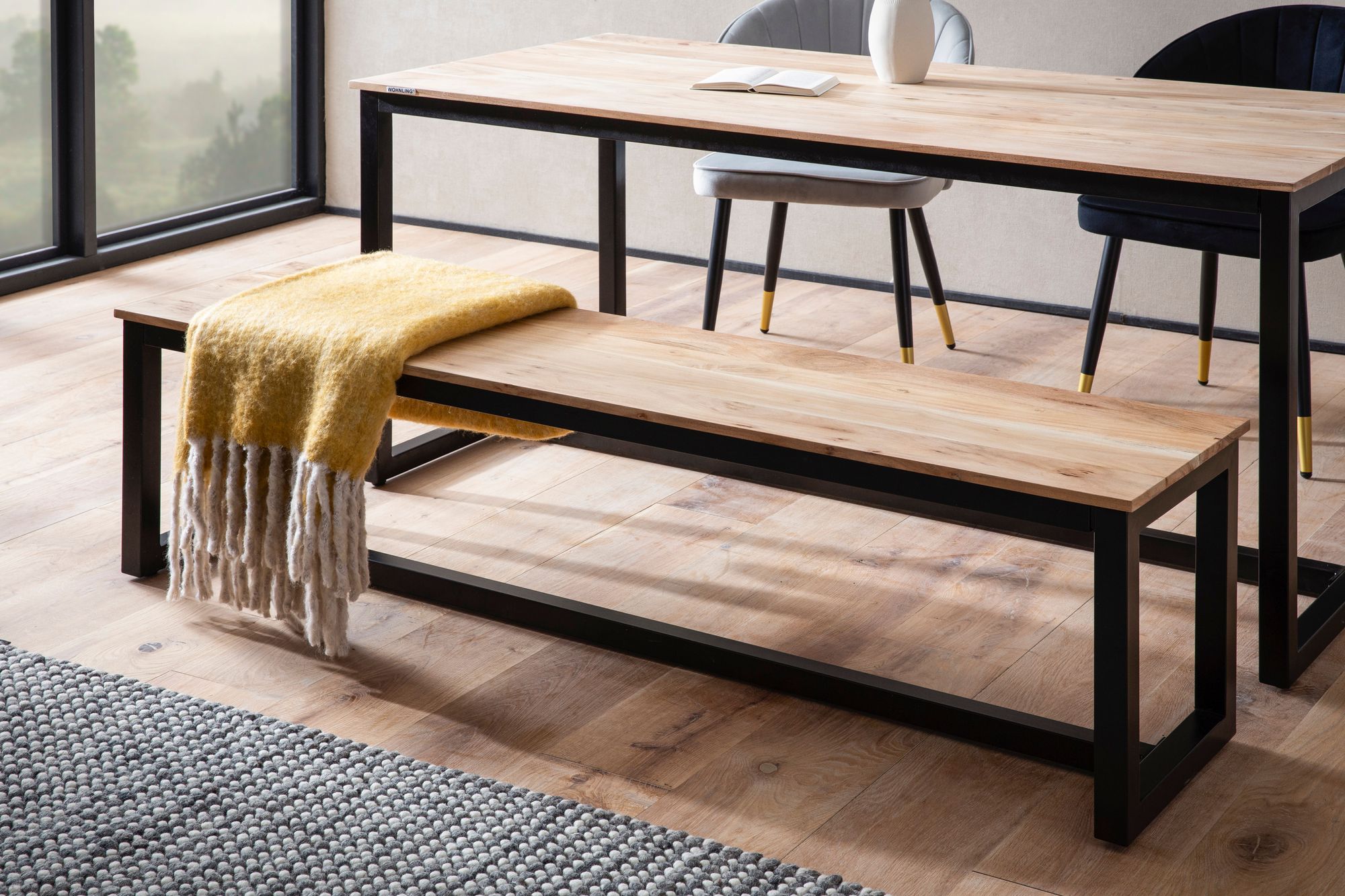 Essbank Hebnes Akazie Massivholz 160 × 40 × 45 cm