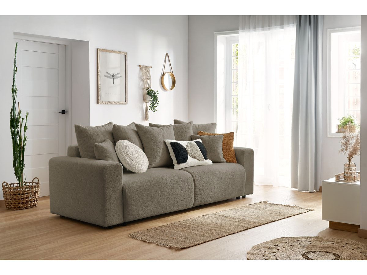 Bobochic Envy Schlafsofa 3-Sitzer mit Bettkasten Bouclé-Stoff Braun