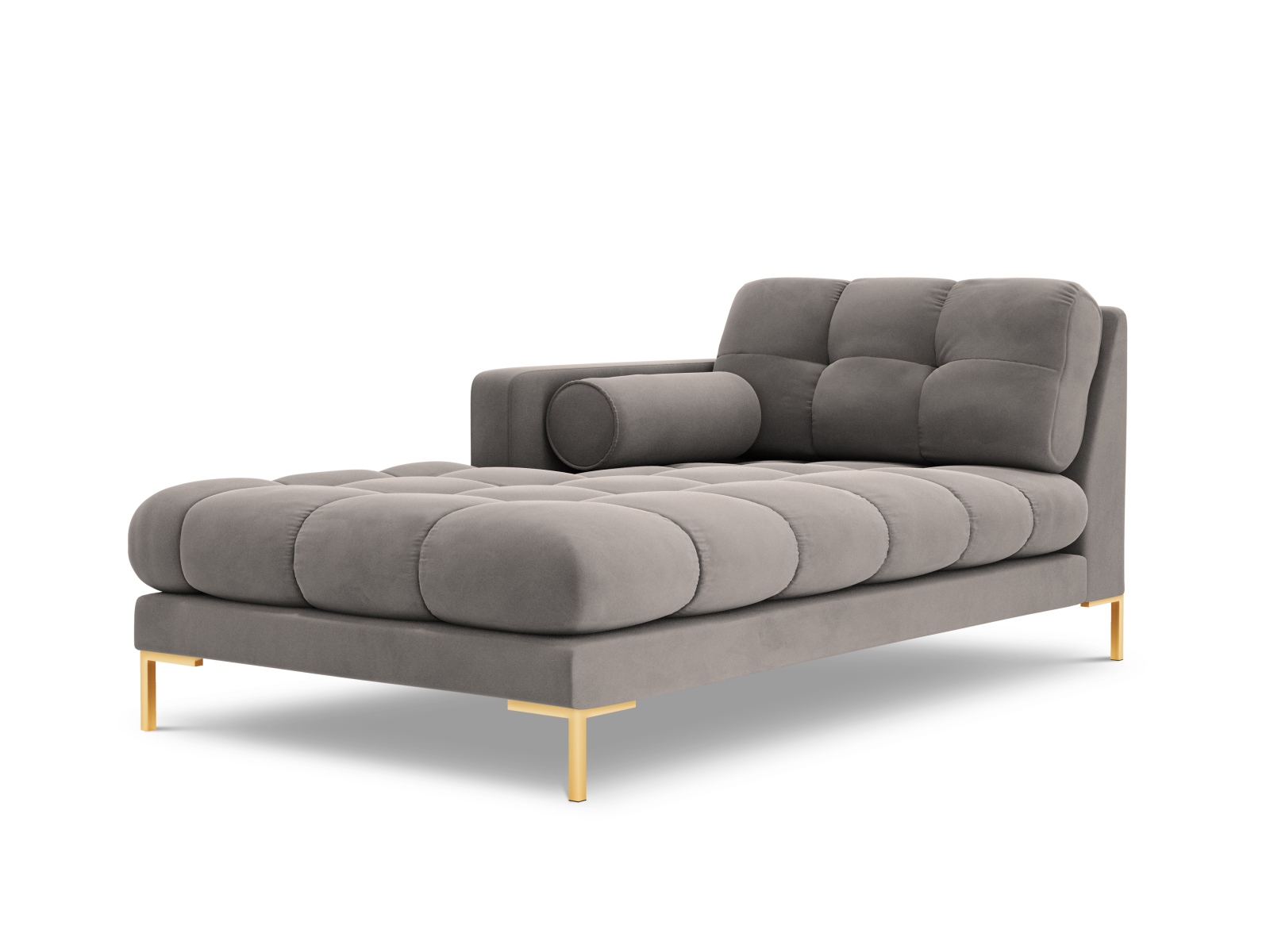Cosmopolitan Design Chaiselongue Bali Samt Bluvel Hellgrau Links Beine Gold