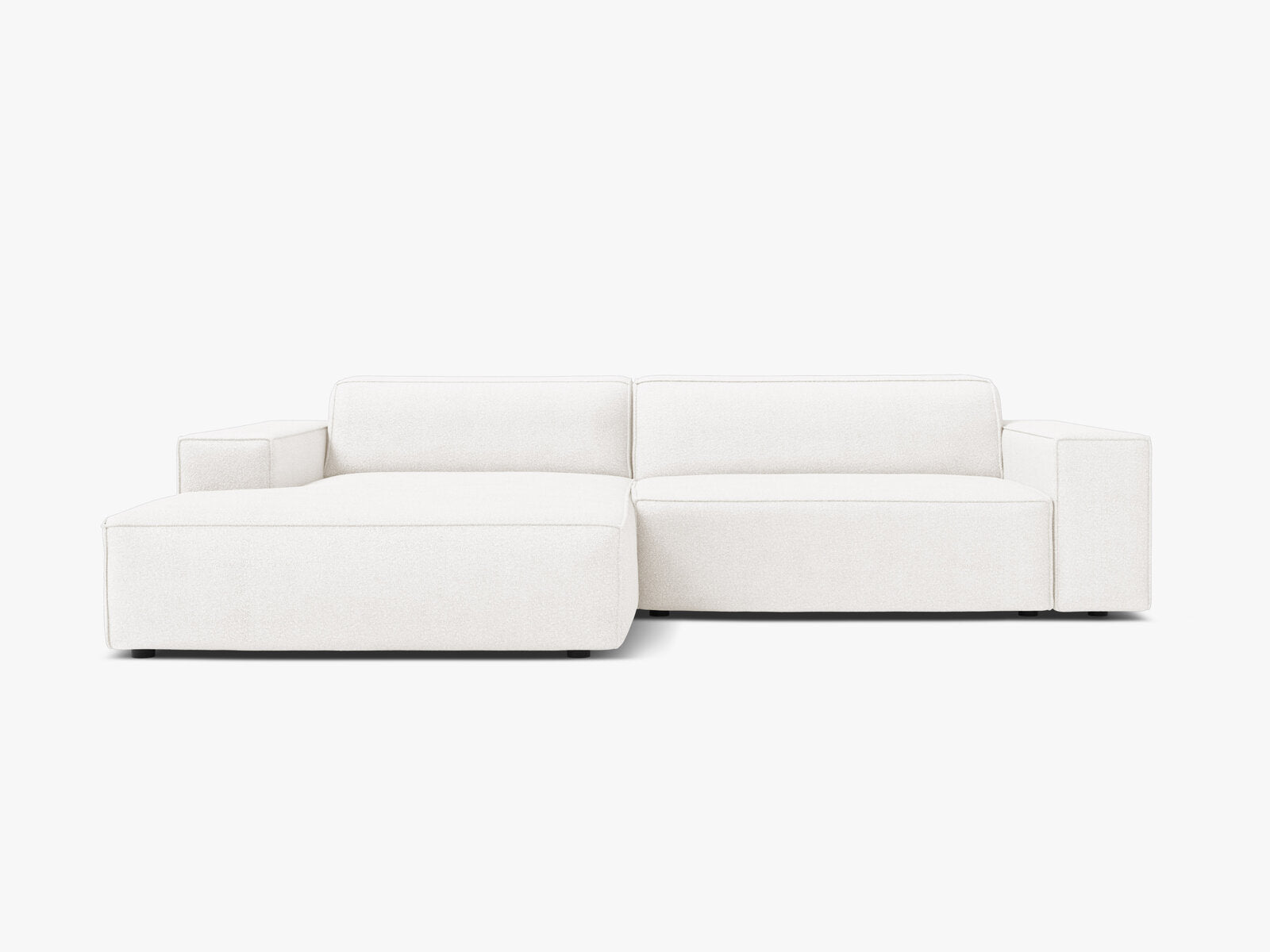 Micadoni Ecksofa Jodie 3-Sitzer Links Boucle Baloo Weiß