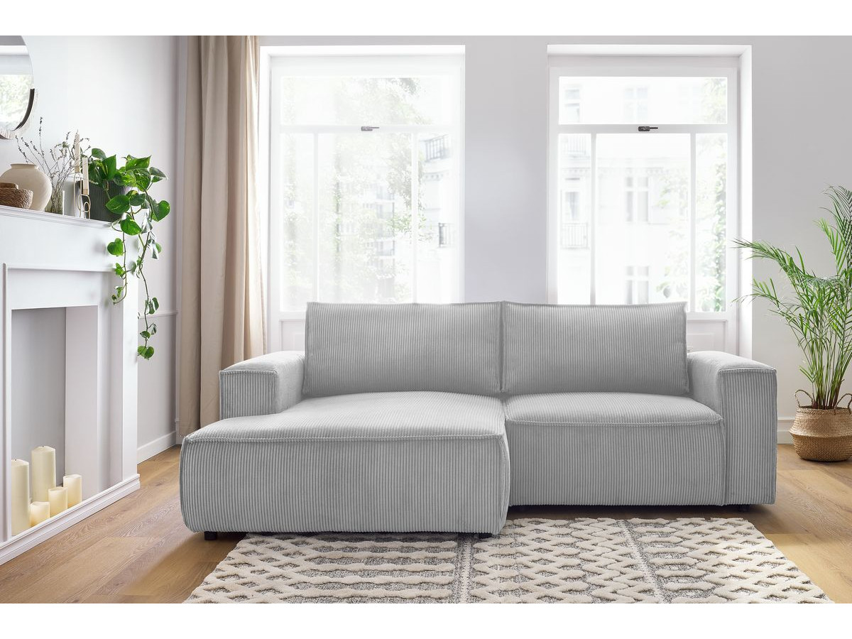 Bobochic Nihad Ecksofa Cordsamt Hellgrau Ecke links