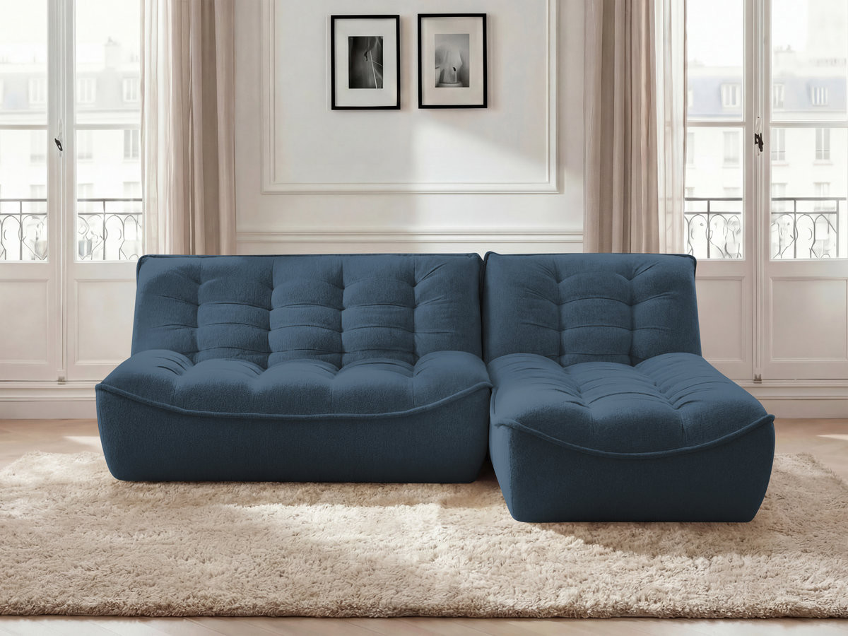 Bobochic Serena Ecksofa Melange-Stoff Blau