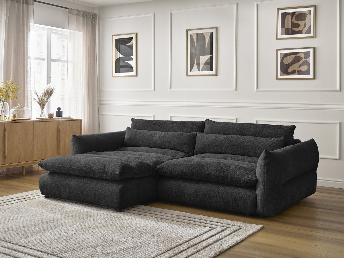 Bobochic Neil Ecksofa Strukturstoff Schwarz Ecke links