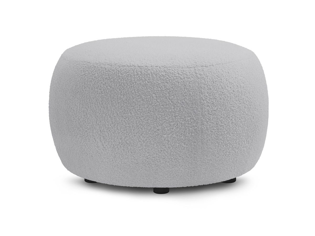 Bobochic Envy Pouf, rund Bouclé-Stoff Hellgrau