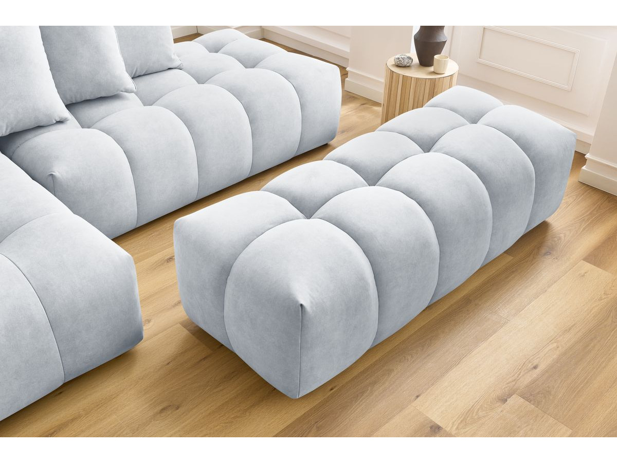 Bobochic Mont-blanc Ecksofa mit Pouf Samt Hellgrau Ecke links