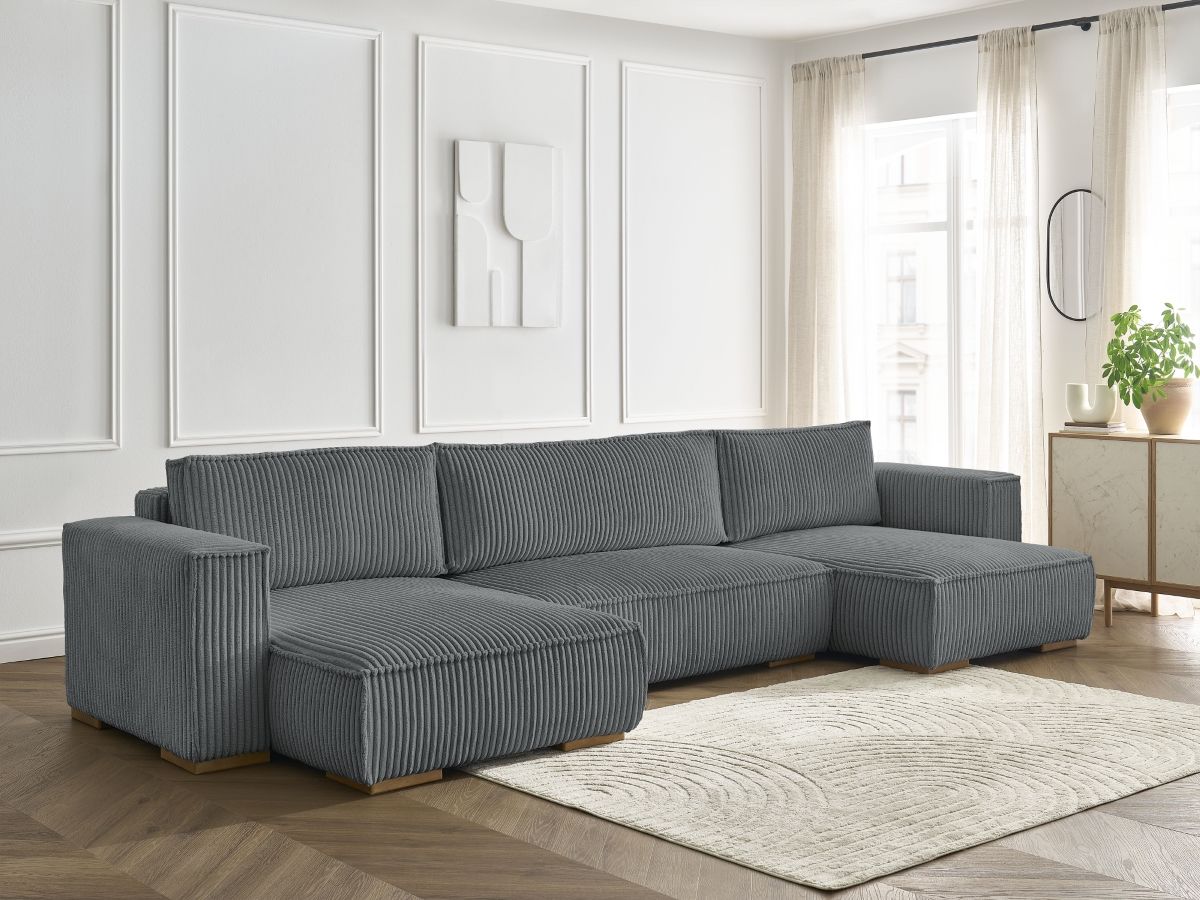 Bobochic Chelsea Wohnlandschaft Breitcord weich Dunkelgrau