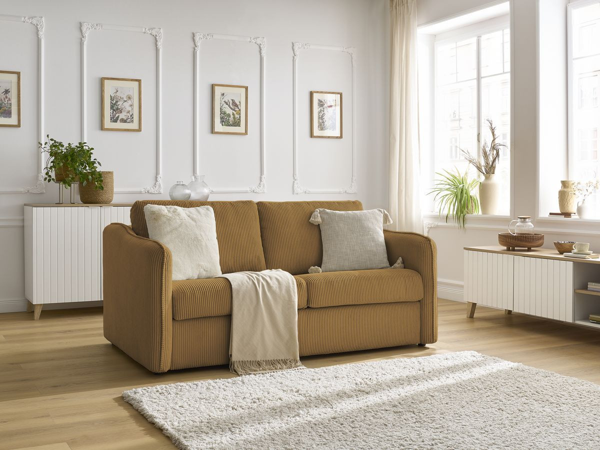 Bobochic Lenny Schlafsofa 3-Sitzer Cordsamt Gelb