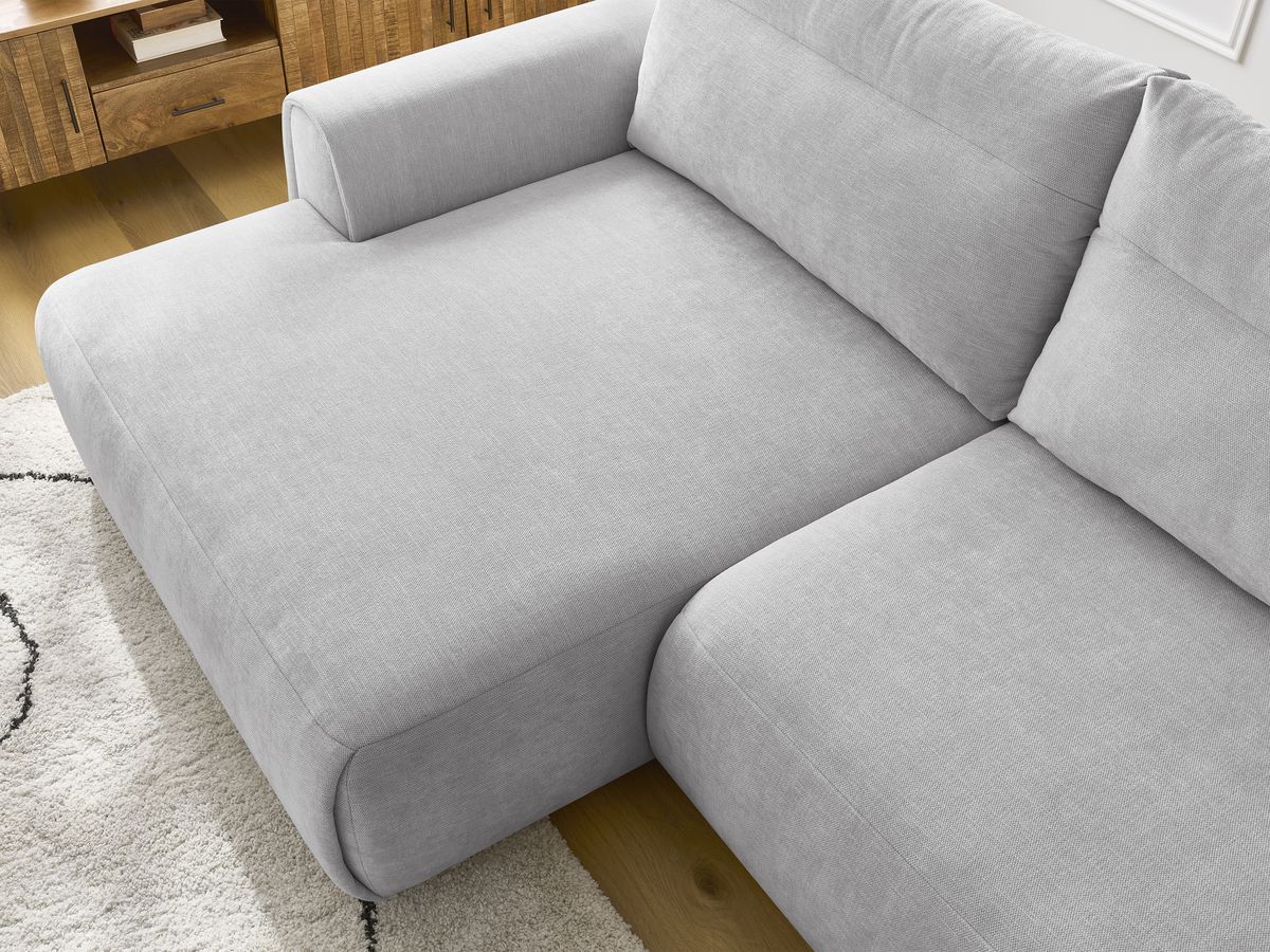 Bobochic Aden Ecksofa 293 × 152 cm Stoff Hellgrau Ecke links