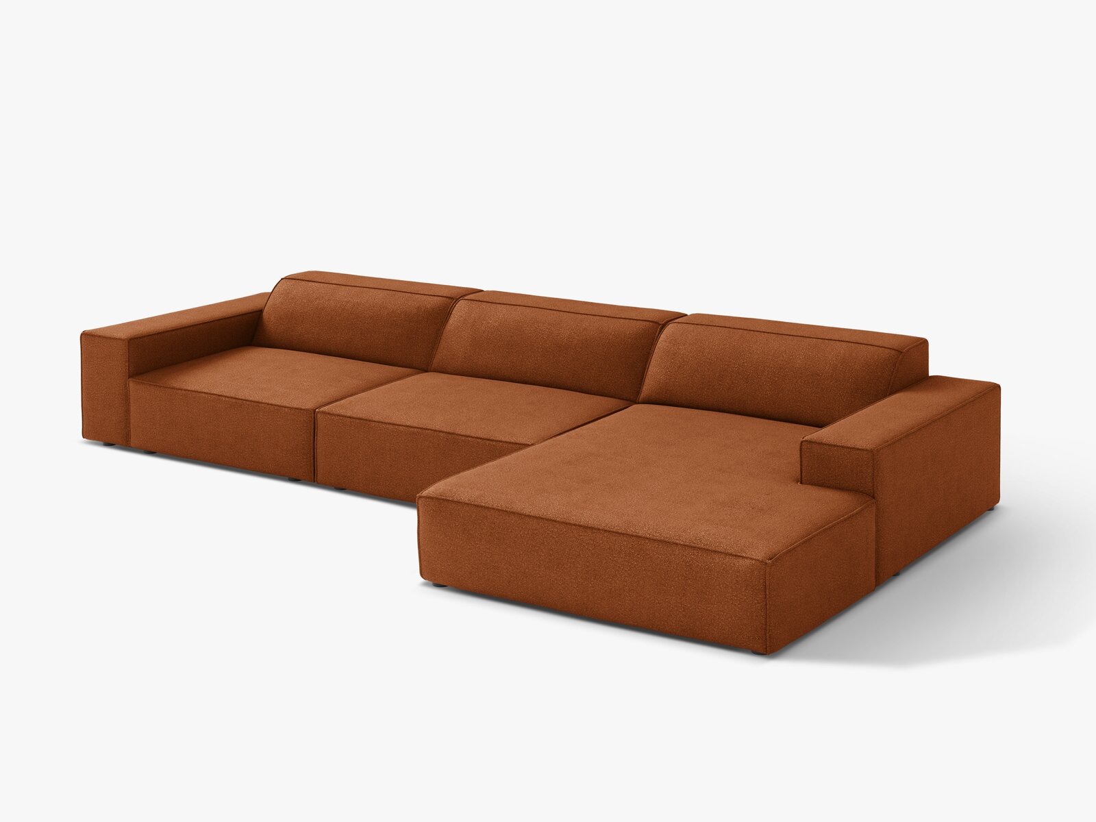 Micadoni Ecksofa Jodie 4-Sitzer Rechts Boucle Baloo Terrakotta
