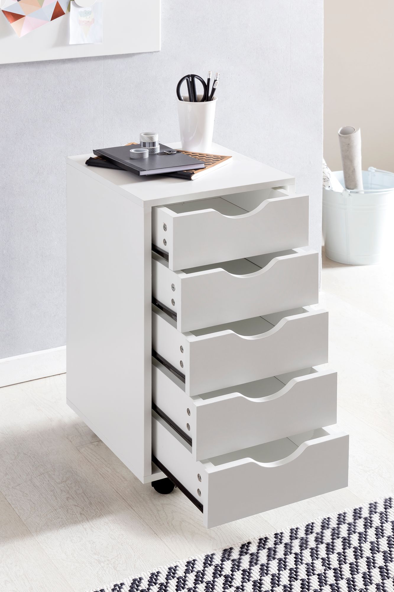 Rollcontainer Ulefoss Weiß 33 × 38 × 64 cm
