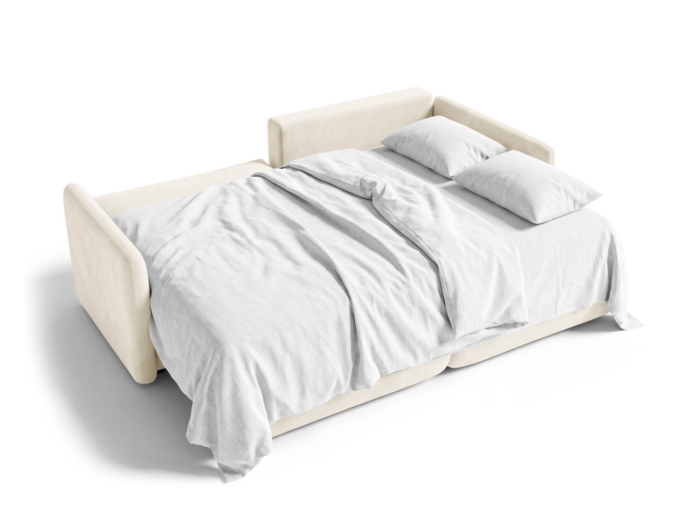 Cosmopolitan Design Ecksofa Monaco 3-Sitzer mit Schlaffunktion Samt Bluvel Helles Beige Rechts