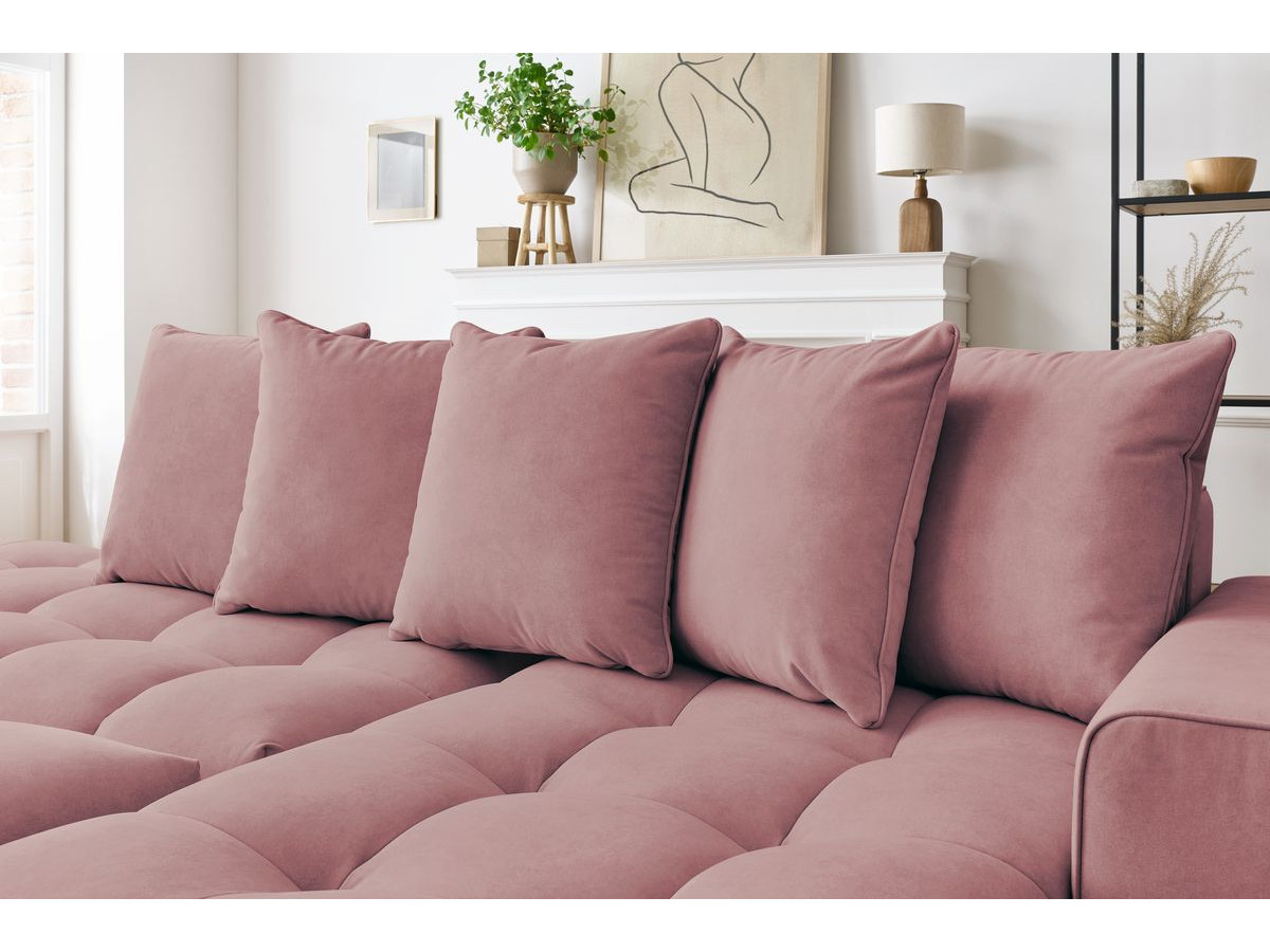 Bobochic Mont-blanc Ecksofa mit Pouf Samt Rosa Ecke rechts