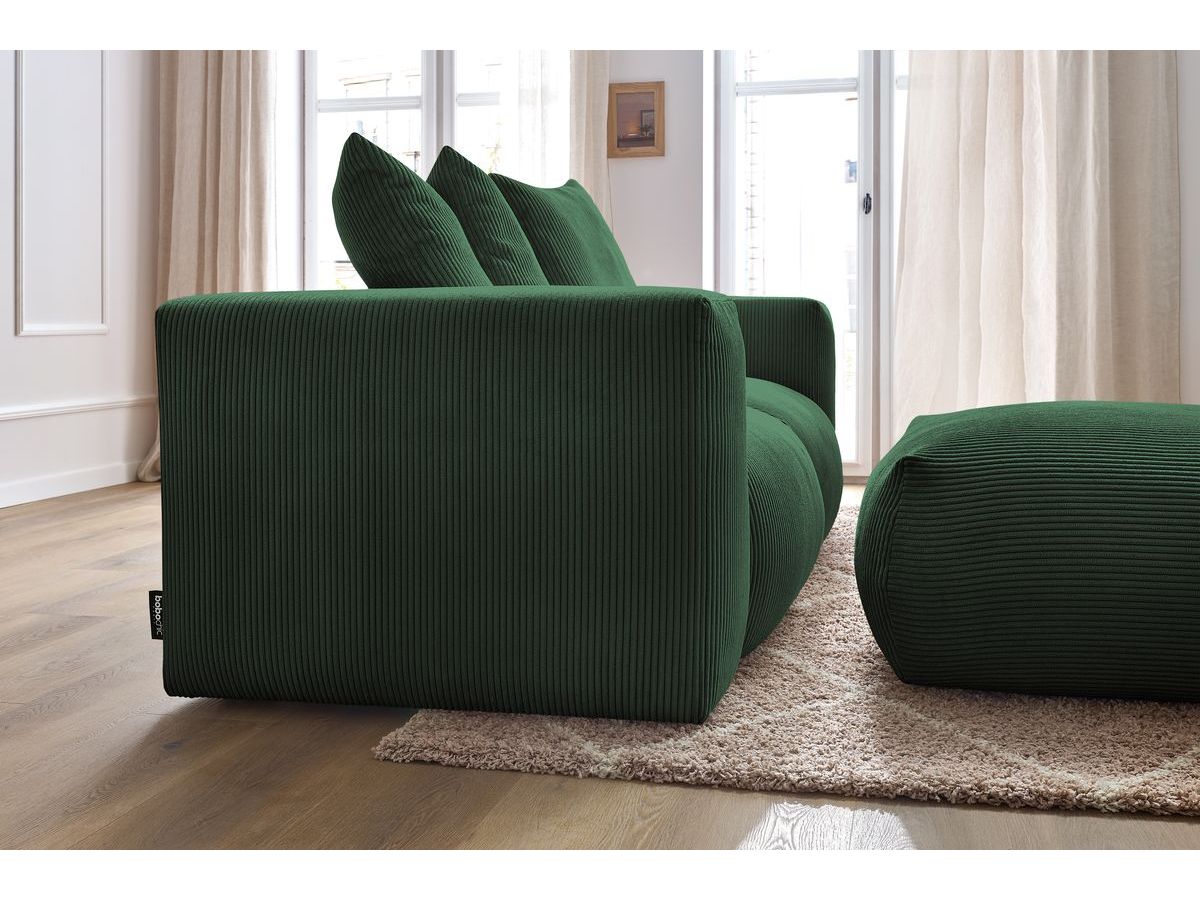 Bobochic Voltaire Sofa 4-Sitzer mit Pouf 248 × 100 cm Cordsamt Grün