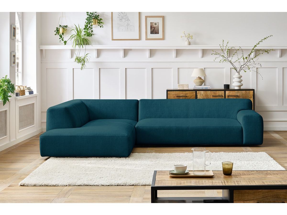 Bobochic Lavena Ecksofa 312 × 220 cm Samt Dunkelblau Ecke links