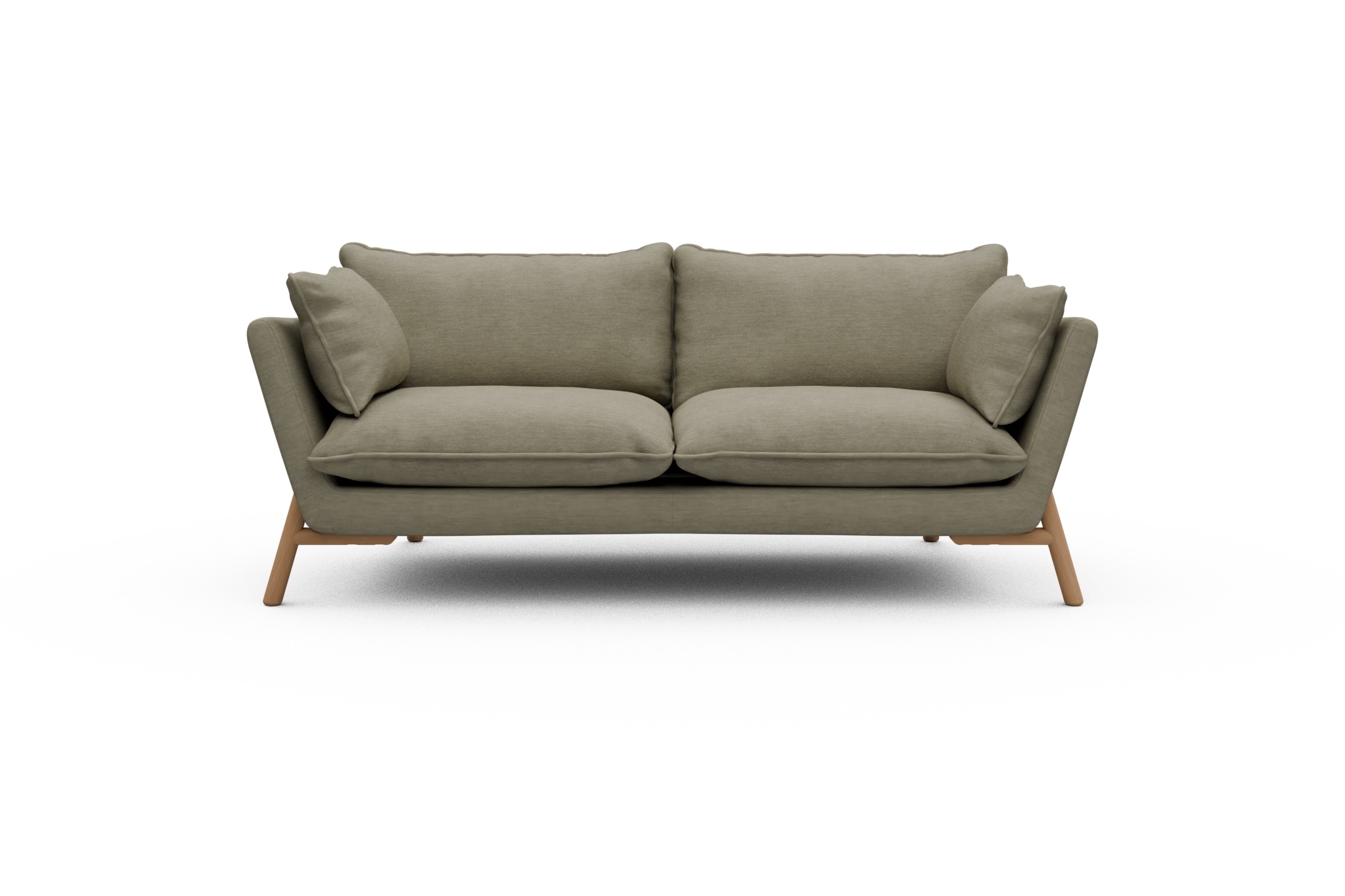 Skandi Home Sofa Emil PREMIUM 2-Sitzer Beinfarbe Eiche Natur Vivus-Dusty-Sand moebelfaktor
