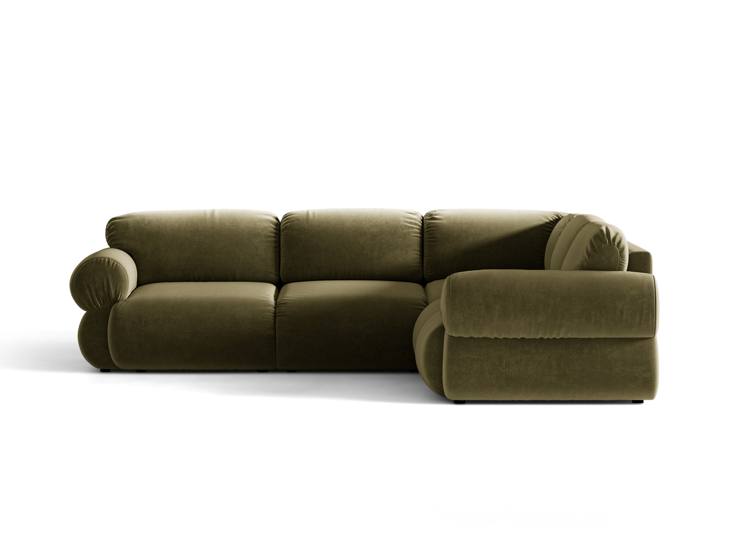 Micadoni Ophelia Symmetrisches Ecksofa aus Samt Samt Salvador Grün