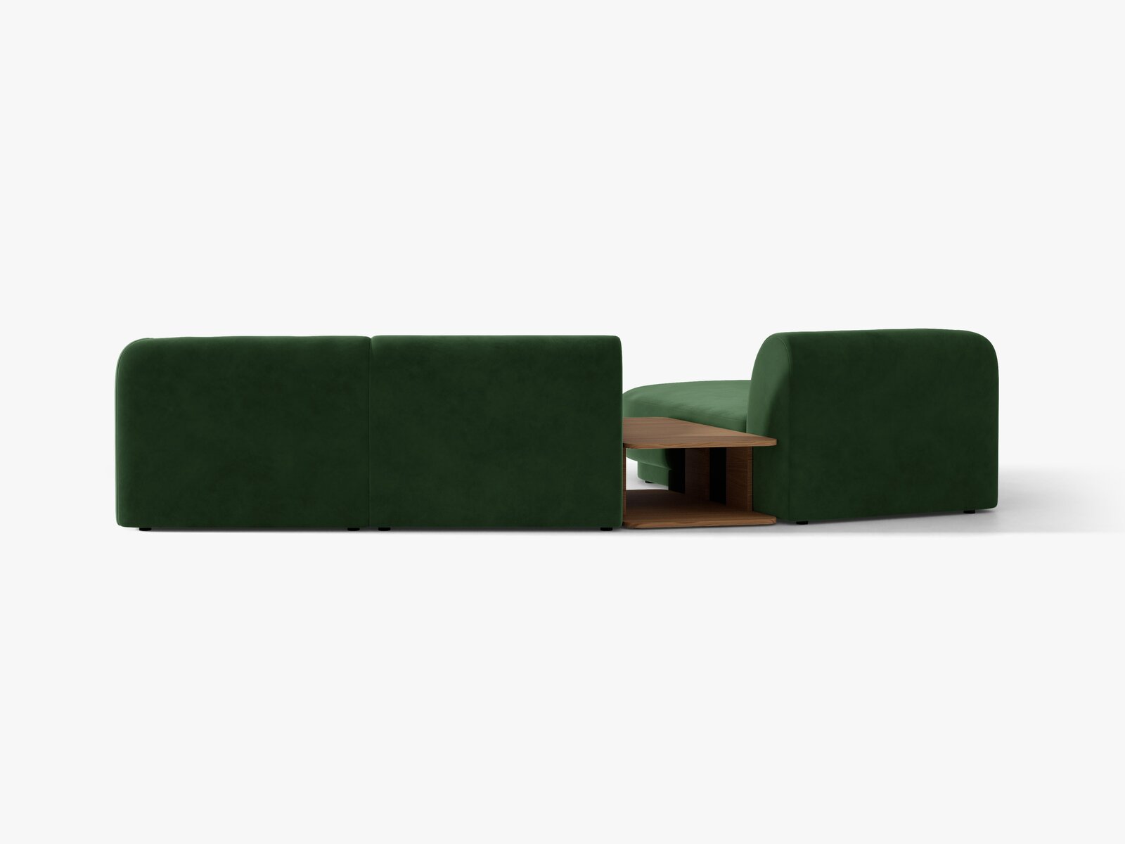 Micadoni Modulares Sofa Miley mit Recamiere 3-Sitzer Links Samt Venus Flaschengrün