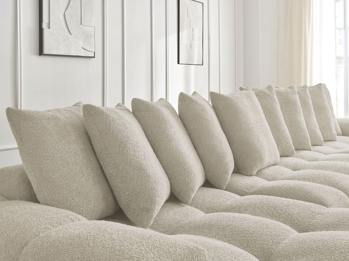 Bobochic Anakin Wohnlandschaft, 10 Kissen Bouclé-Stoff Beige
