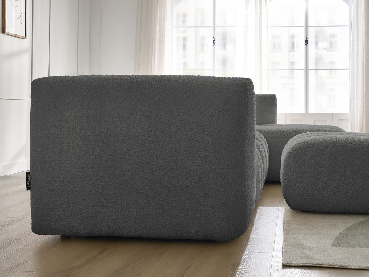 Bobochic Talia Ecksofa mit Pouf Bouclé-Stoff Dunkelgrau Ecke rechts