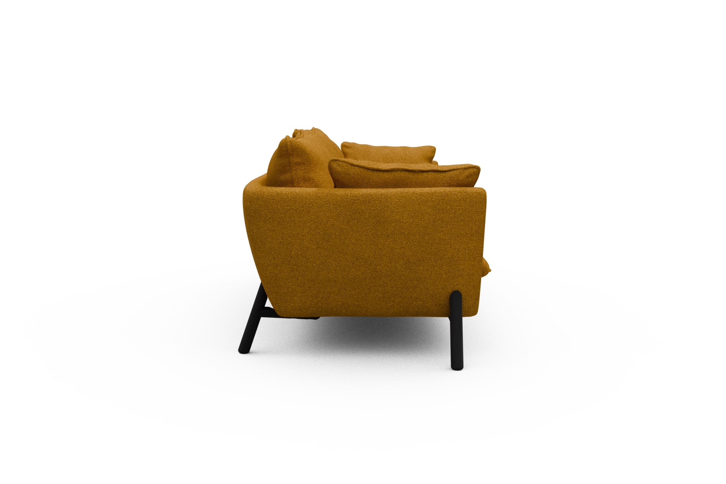 Sofa Emil PREMIUM 3-Sitzer Beinfarbe Eiche Schwarz Boucle-Ochre