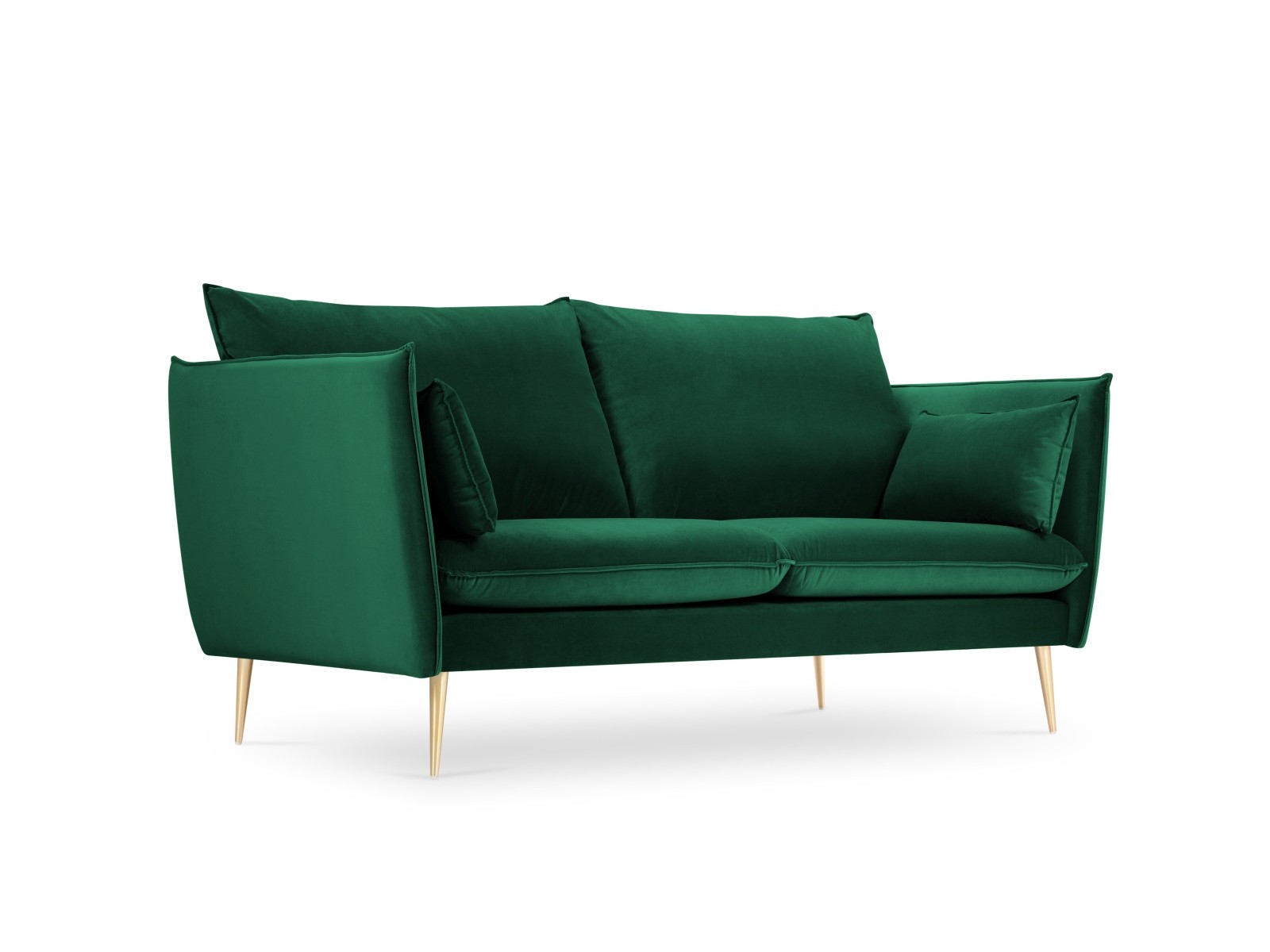2-Sitzer Velvet Sofa Agate | Bezug Bottle Green | Beinfarbe Gold Metal