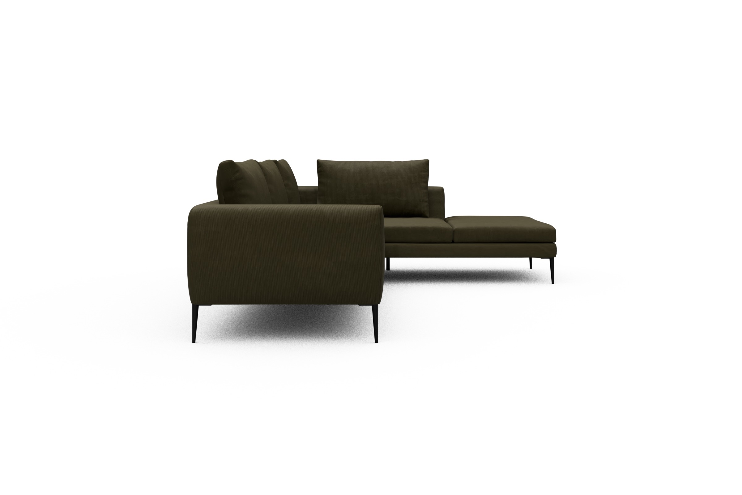Ecksofa Paul Relax-Ecke links mit 3-Sitzer Cordufine-Pine-Green