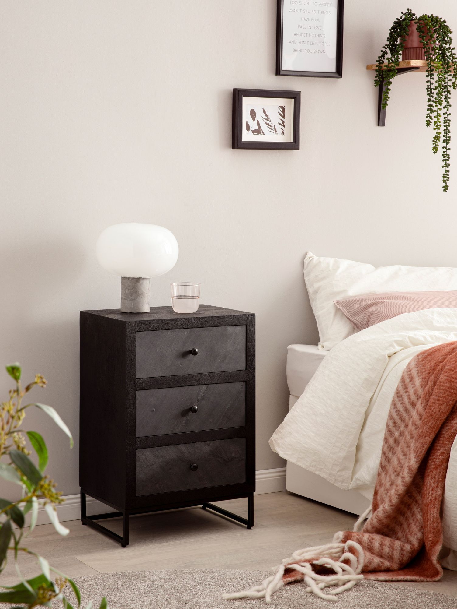 Nachttisch Blomvag Massivholz Schwarz 40 × 30 × 60 cm