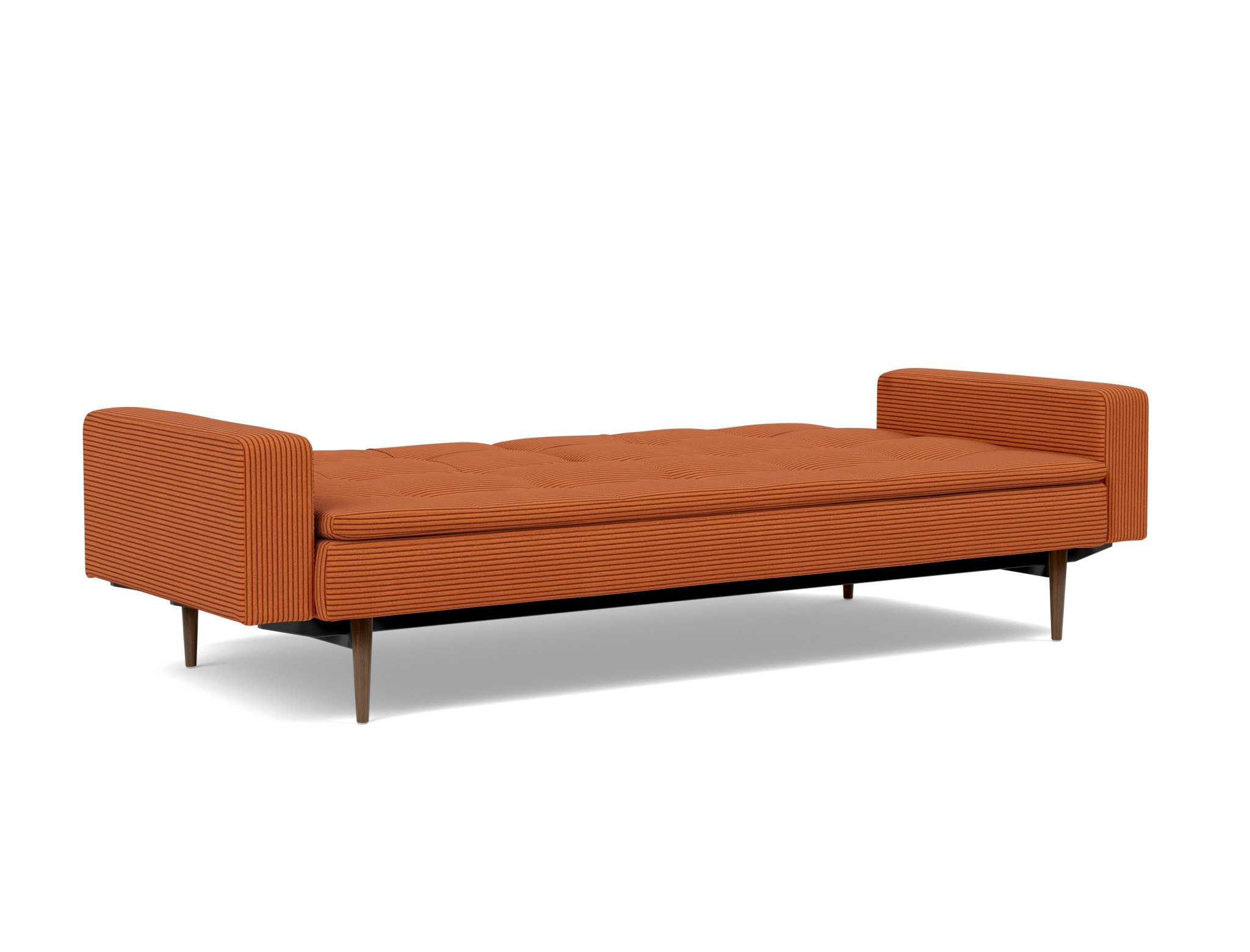 Schlafsofa Dublexo mit Armlehnen Kord Corduroy 595-Burnt-Orange Beine Styletto Eiche dunkel
