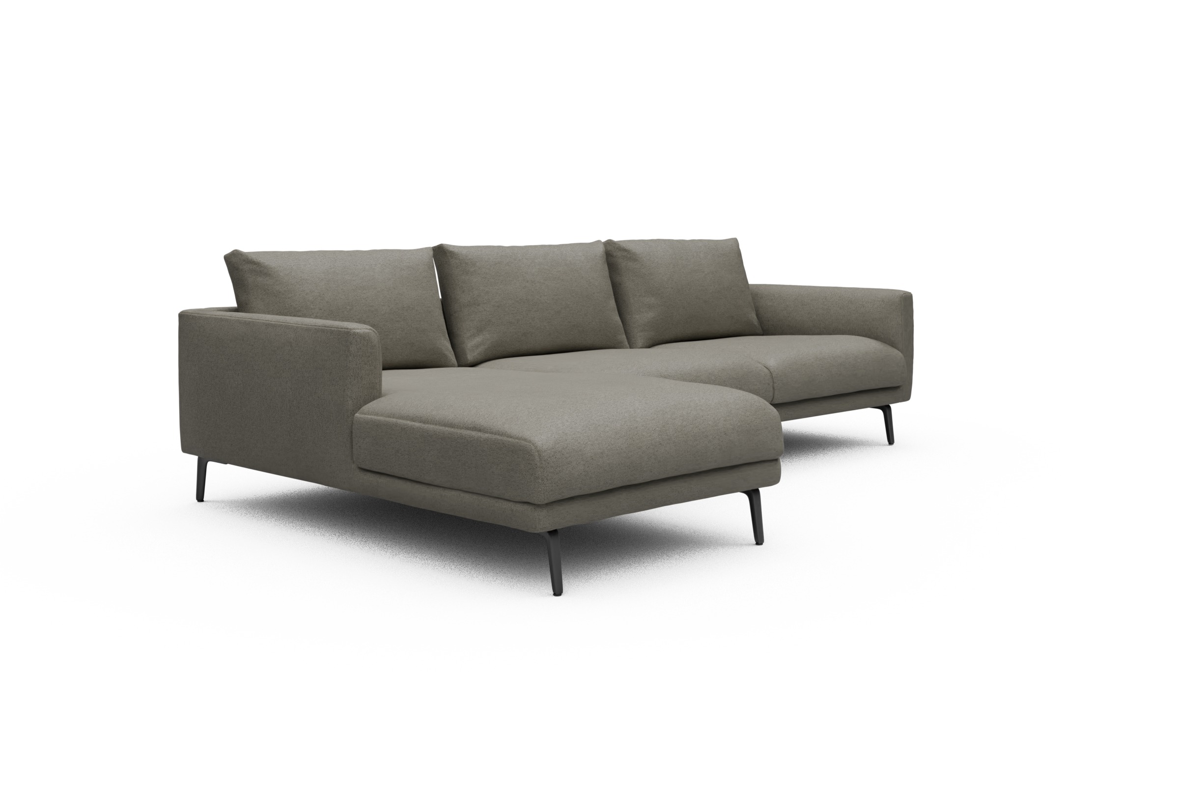 Ecksofa Karl Chaiselongue links mit 2,5-Sitzer Denari-Warm-Grey