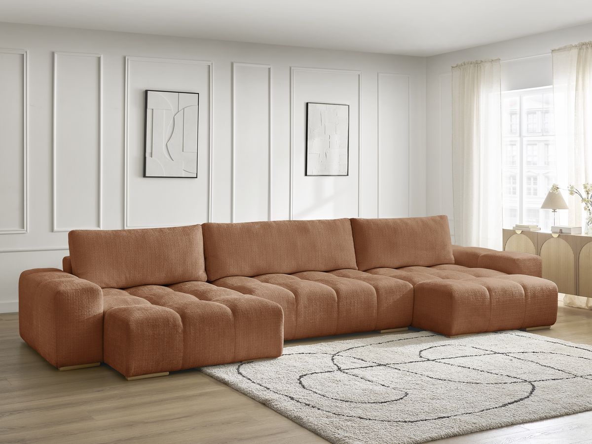 Bobochic Anakin Wohnlandschaft, 3 Kissen Strukturstoff Orange