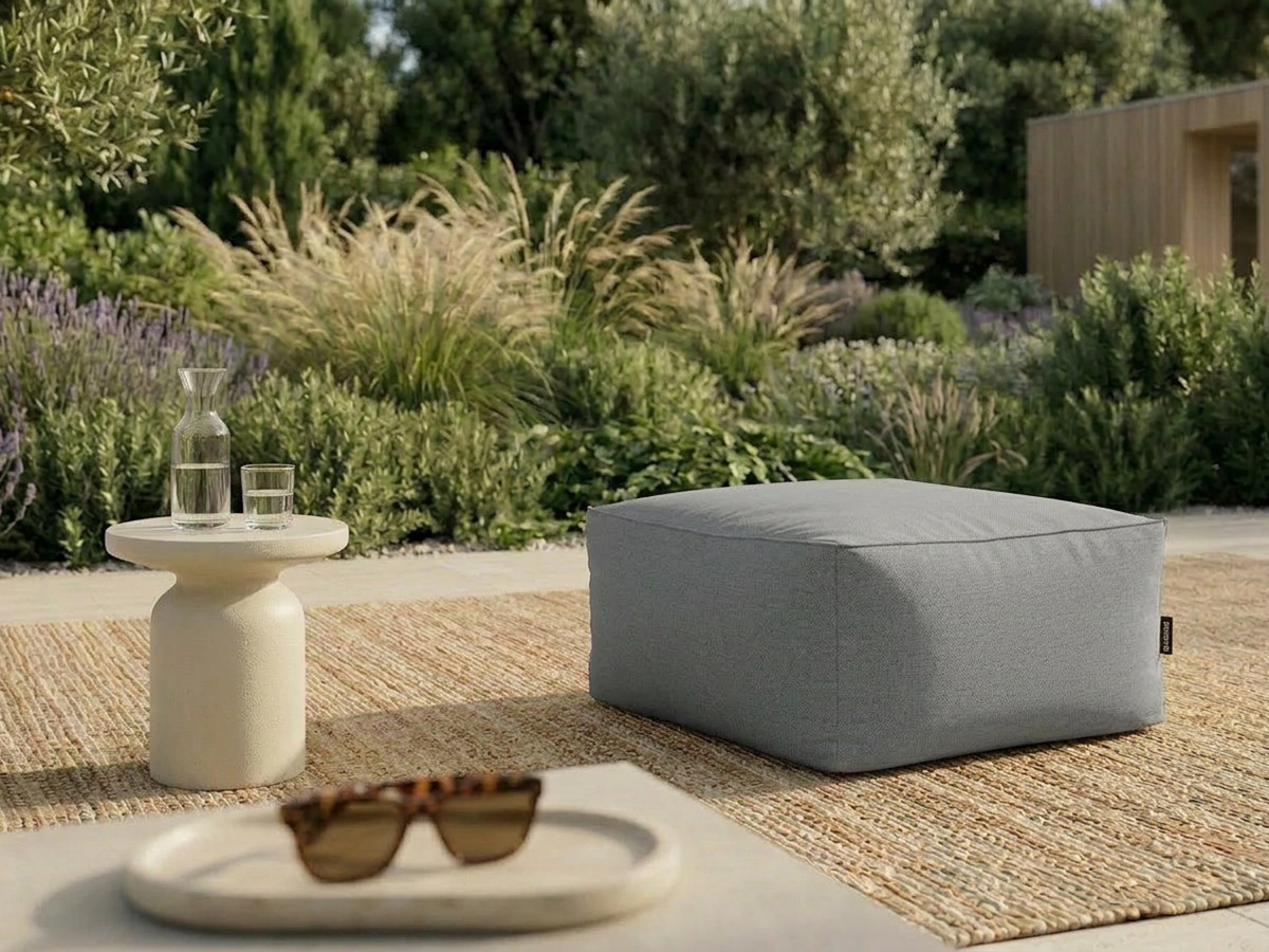 Bobochic Riviera Pouf 80 × 80 cm Stoff Dunkelgrau