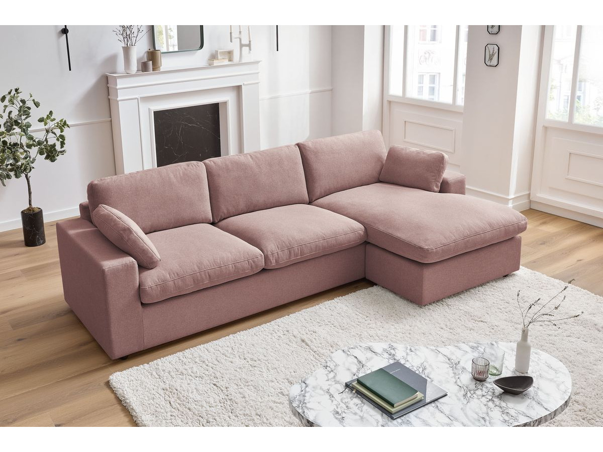 Bobochic Belair Ecksofa 280 × 139 cm Stoff Rosa