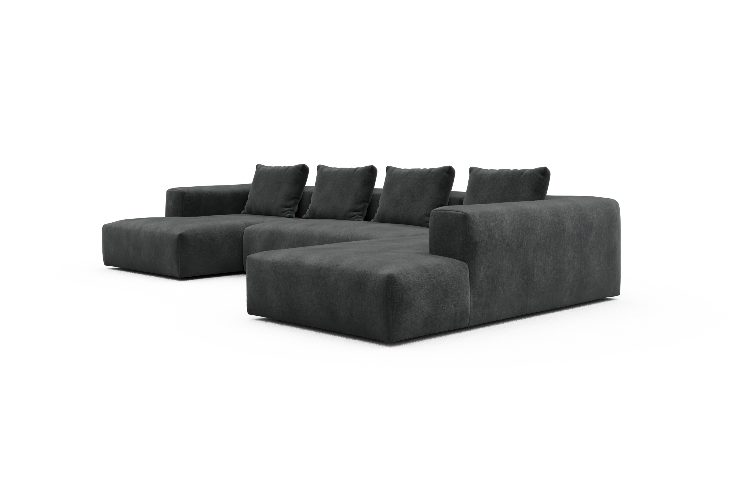 Wohnlandschaft Fred Relax-Ecke rechts mit 2-Sitzer und Chaiselongue links Samt Smooth 811-Deep-Warm-Grey