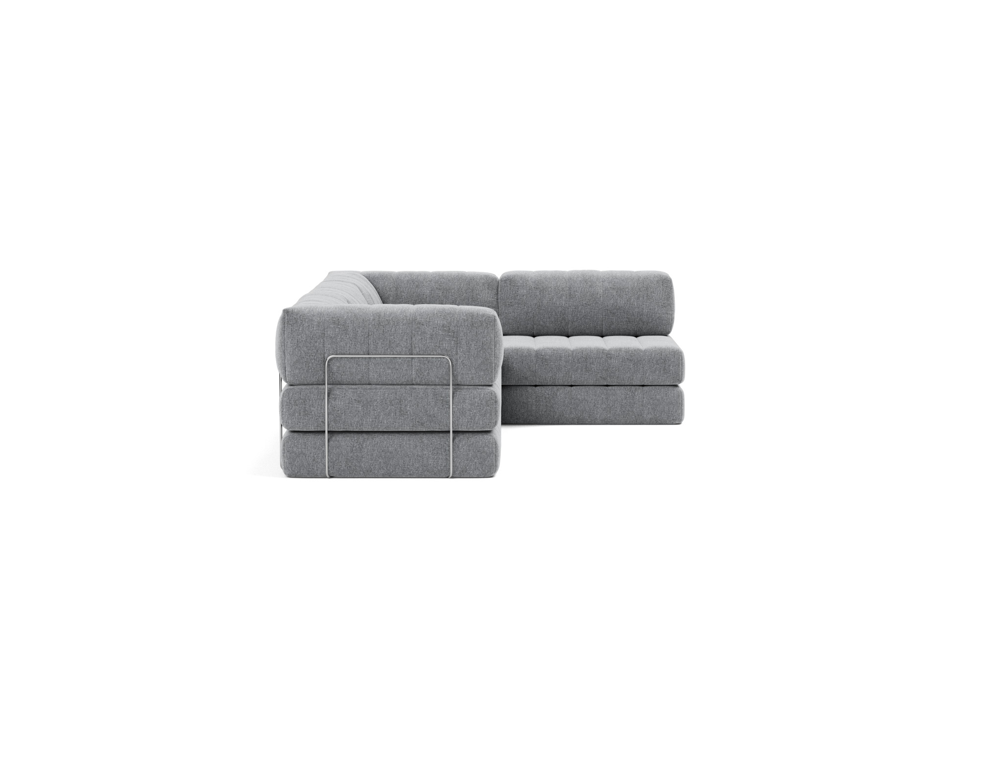 Eck-Schlafsofa CozyPad L-Form mit Armlehne Strukturierter Stoff Twist 565-Granite